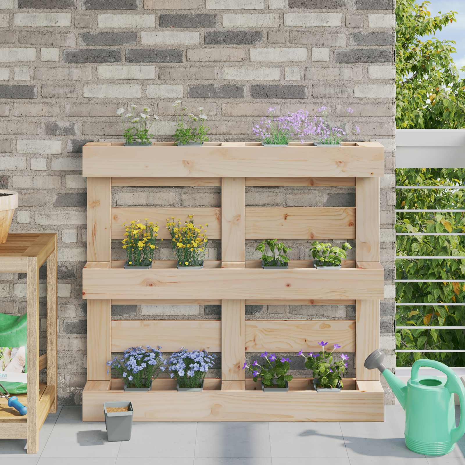 Blumenboxen für Euro-Paletten 24 stk. Hellgrau Polypropylen