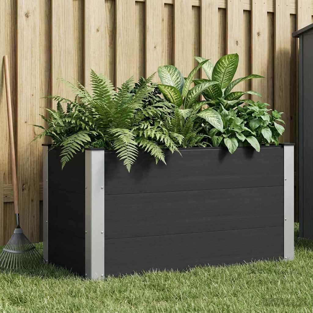 Hochbeet Schwarz 100 x 50 x 54 cm WPC und Aluminium