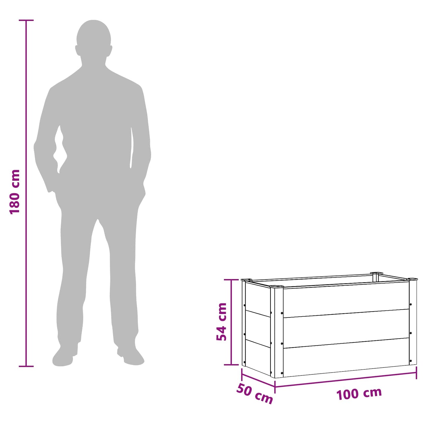 Hochbeet Schwarz 100 x 50 x 54 cm WPC und Aluminium