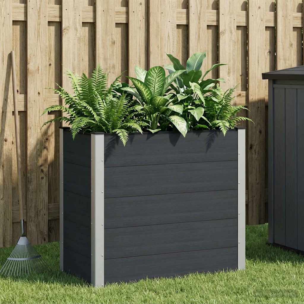 Hochbeet Schwarz 100 x 50 x 91 cm WPC und Aluminium