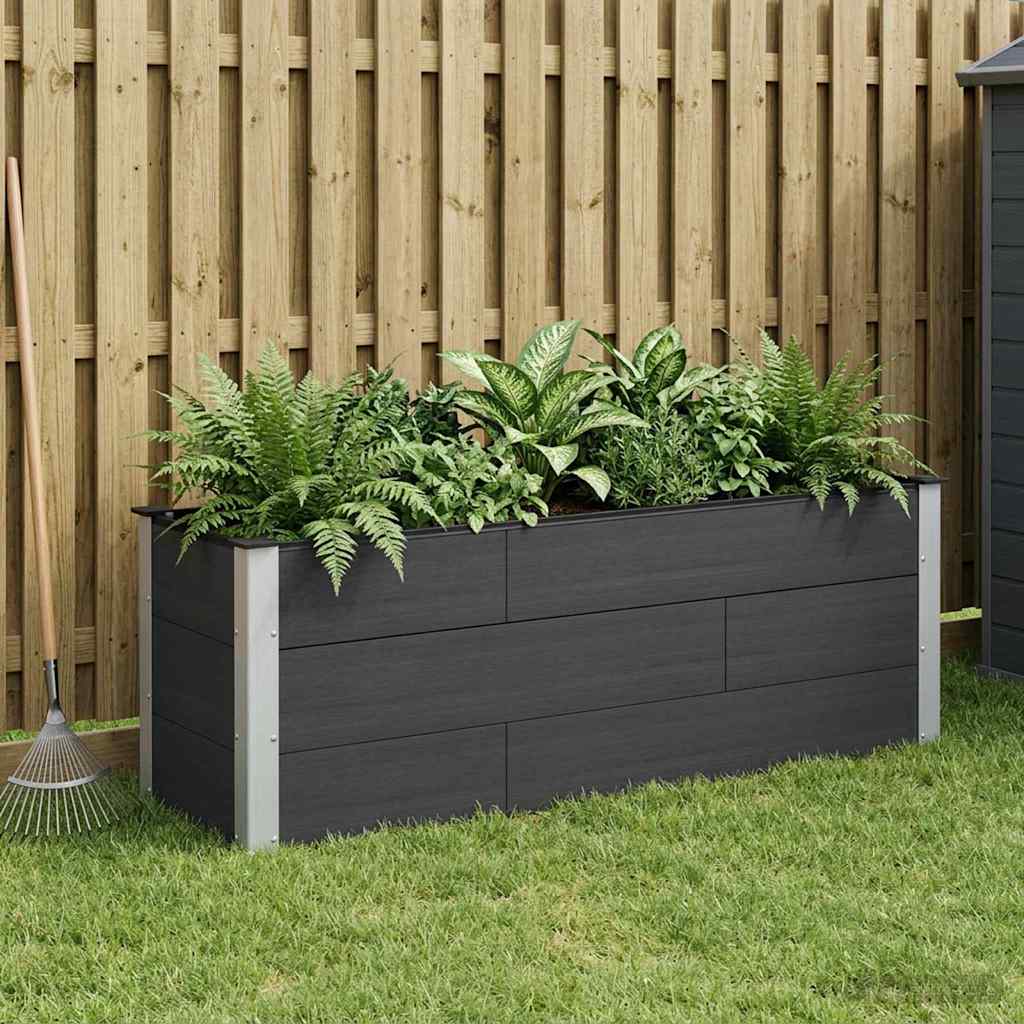 Hochbeet Schwarz 150 x 50 x 54 cm WPC und Aluminium