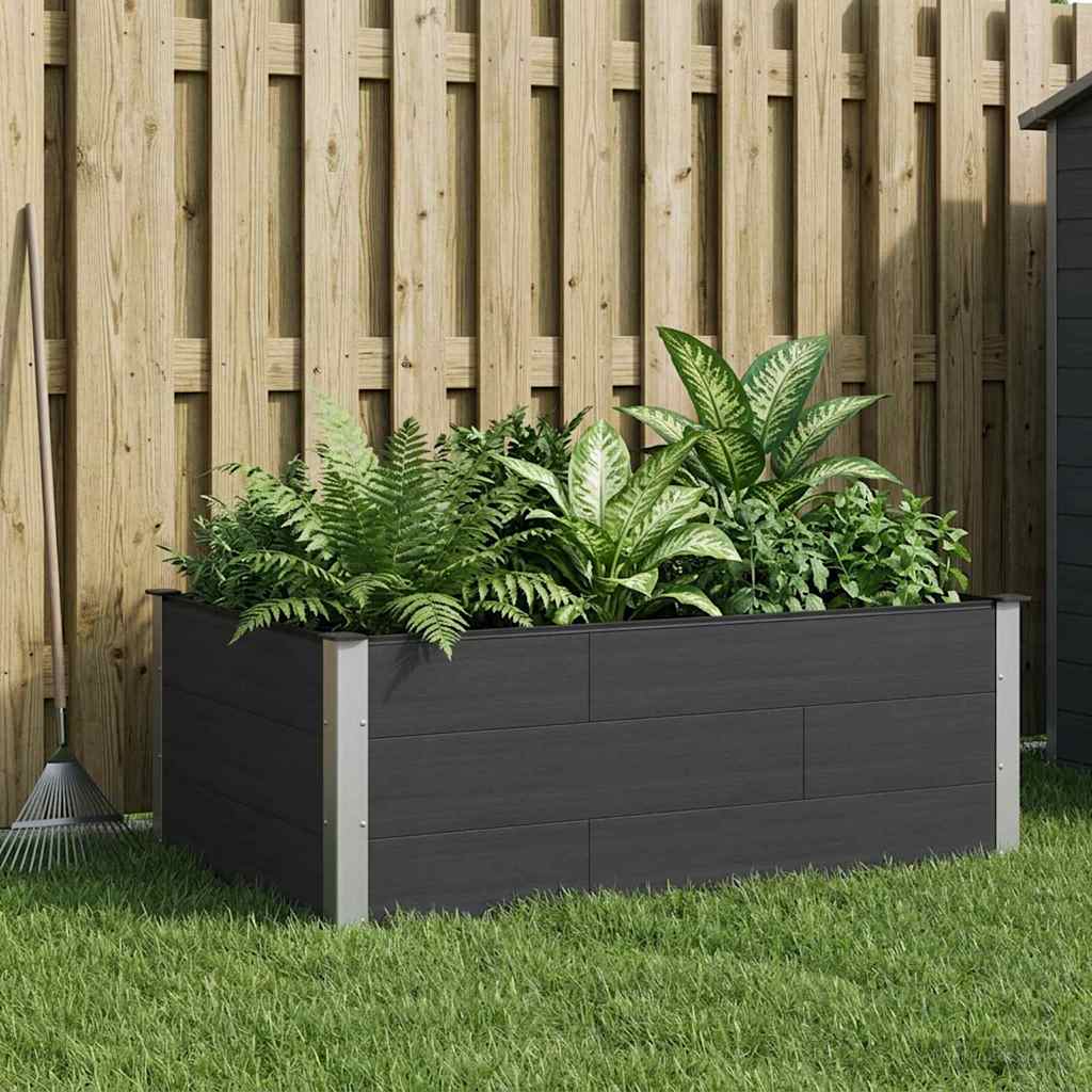 Hochbeet Schwarz 150 x 100 x 54 cm WPC und Aluminium