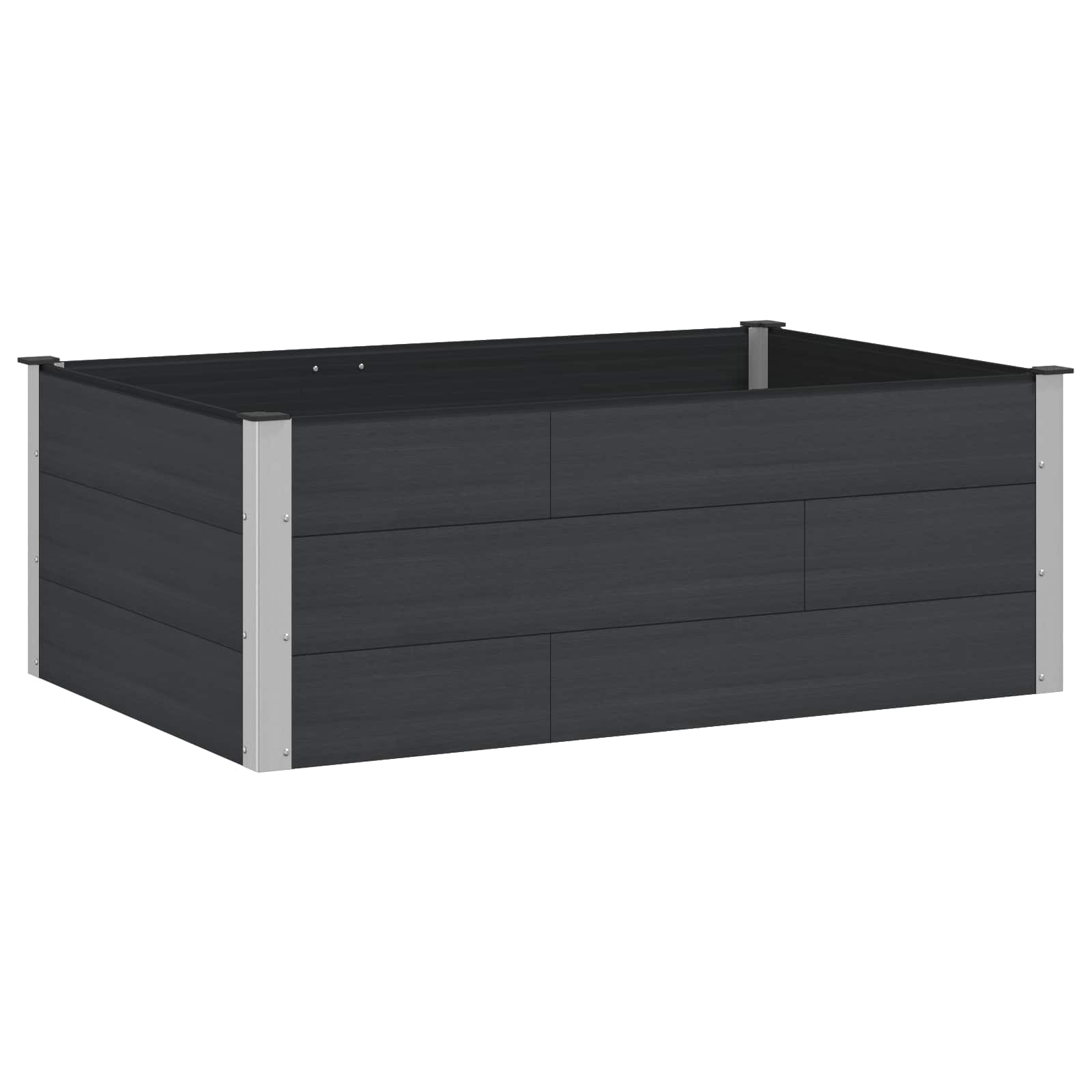 Hochbeet Schwarz 150 x 100 x 54 cm WPC und Aluminium