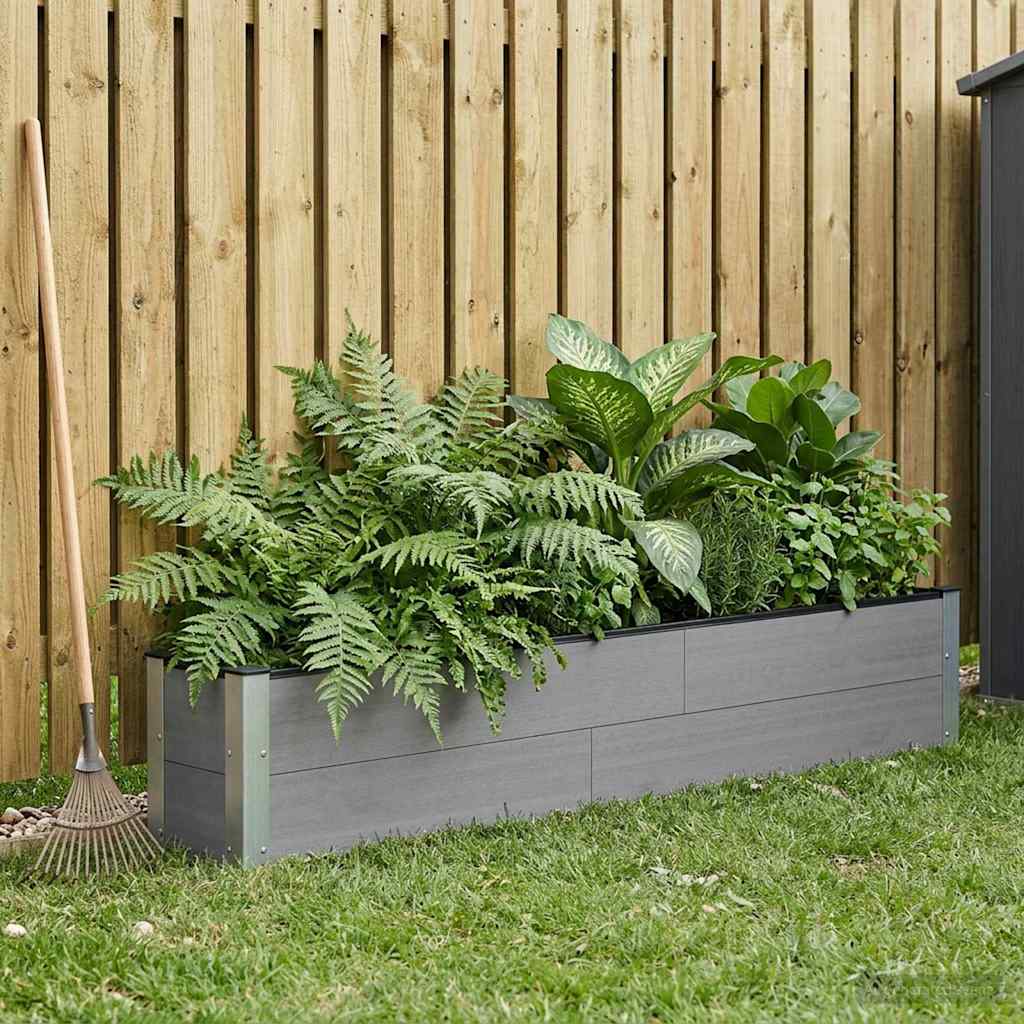 Hochbeet Grau 200 x 30 x 36 cm WPC und Aluminium