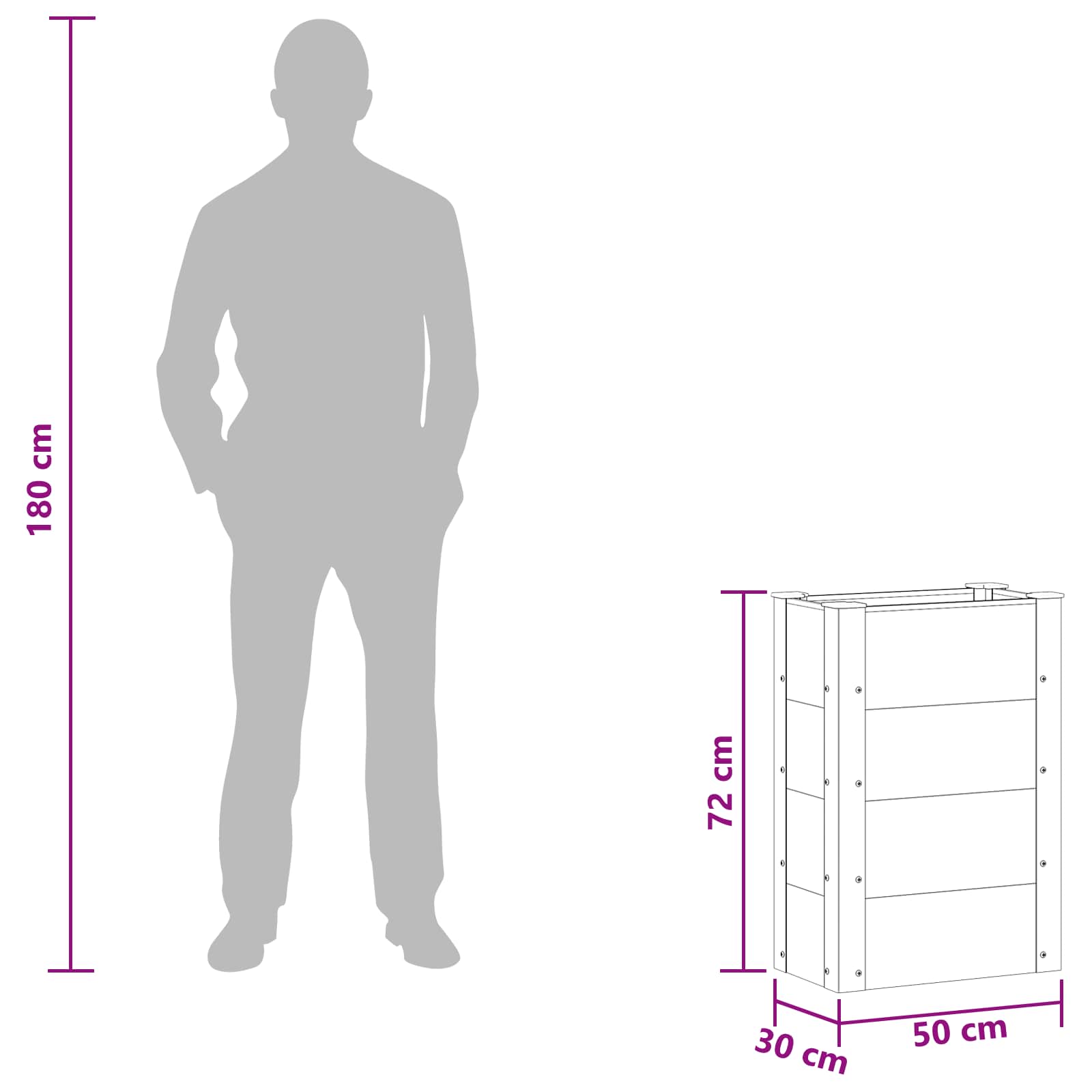 Hochbeet Braun 50 x 30 x 72 cm WPC und Aluminium