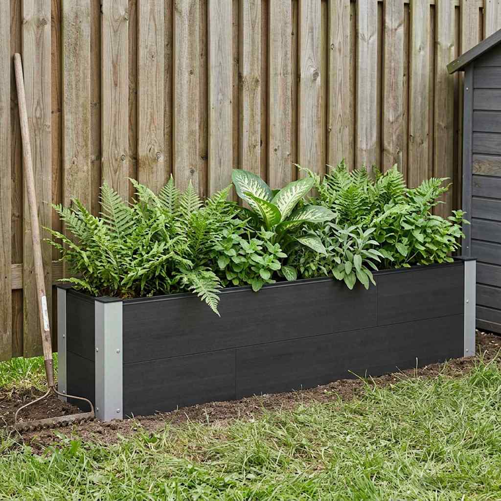 Hochbeet Schwarz 150 x 30 x 36 cm WPC und Aluminium