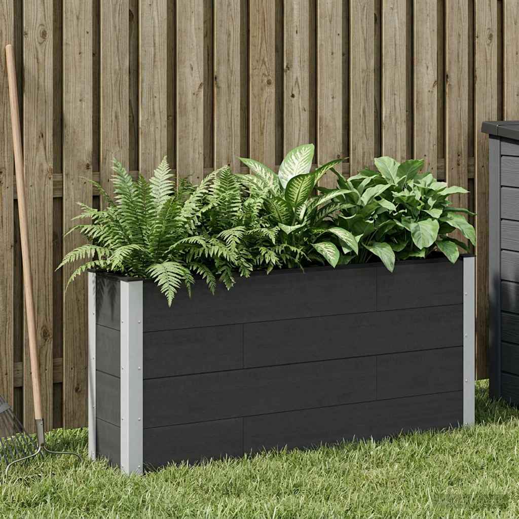 Hochbeet Schwarz 150 x 30 x 72 cm WPC und Aluminium