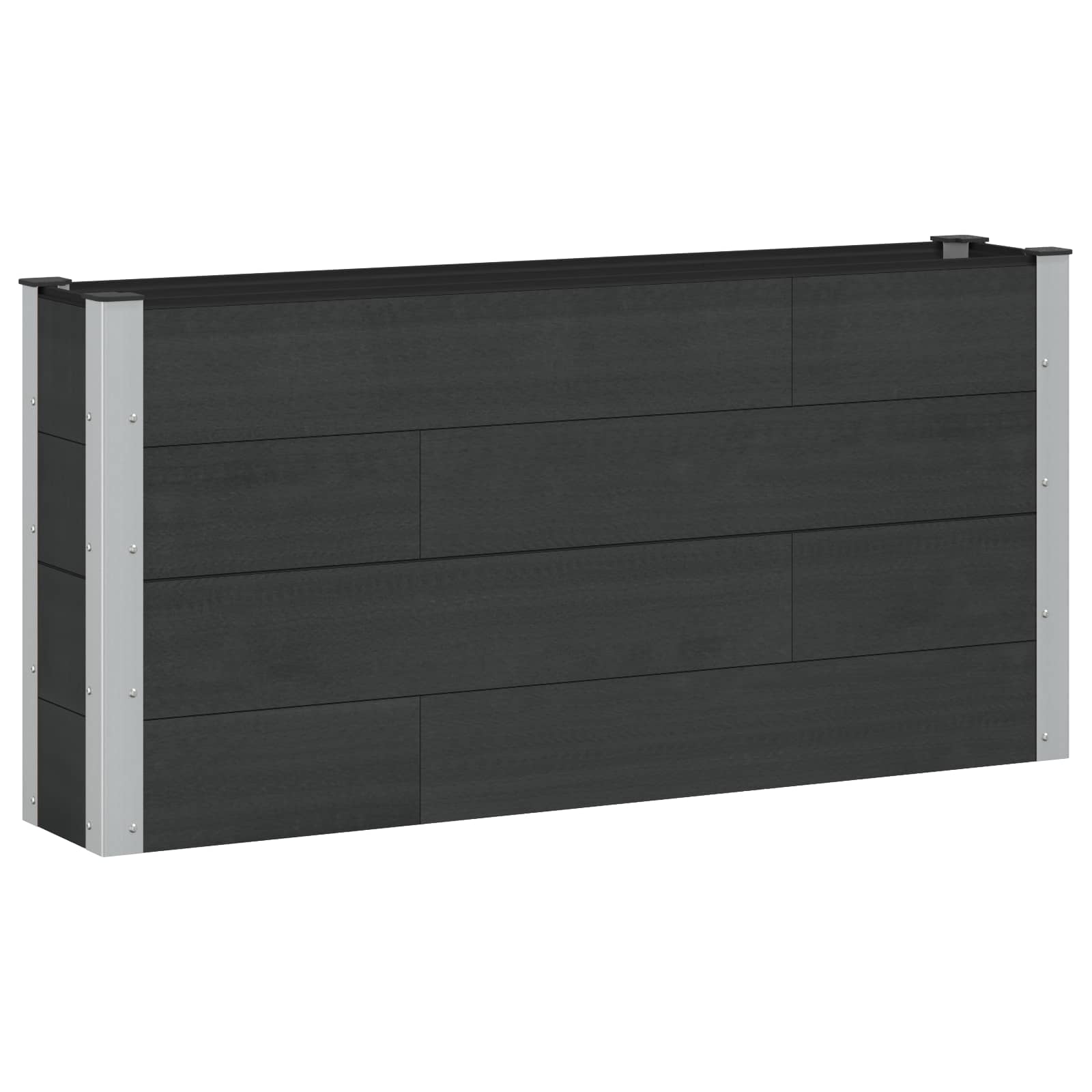 Hochbeet Schwarz 150 x 30 x 72 cm WPC und Aluminium