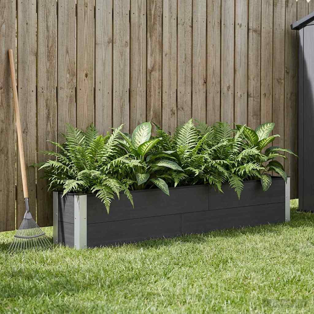 Hochbeet Schwarz 200 x 30 x 36 cm WPC und Aluminium