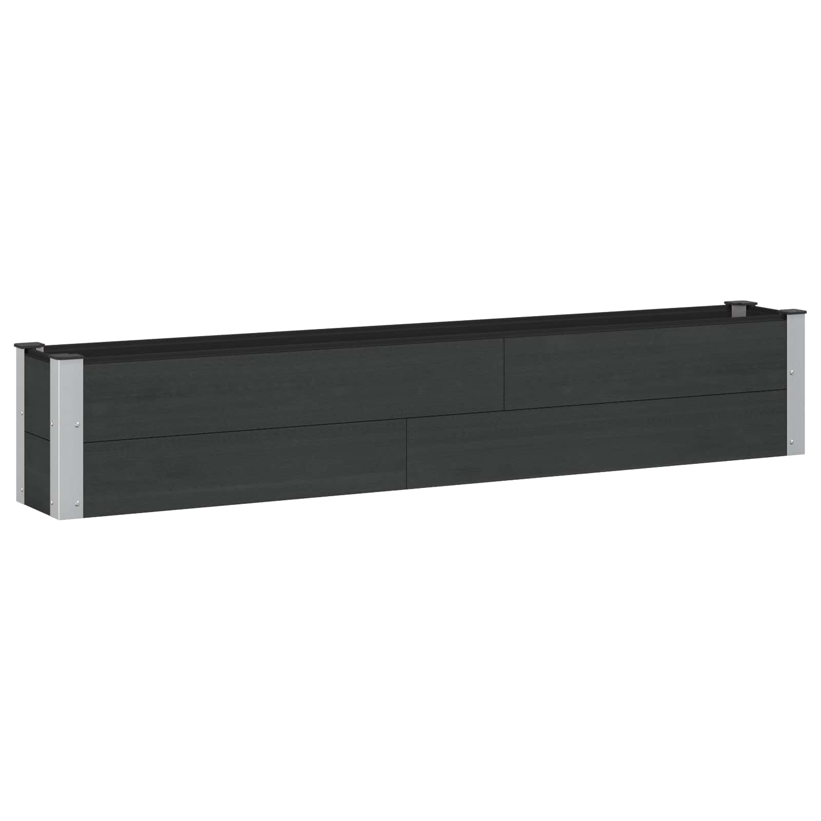 Hochbeet Schwarz 200 x 30 x 36 cm WPC und Aluminium