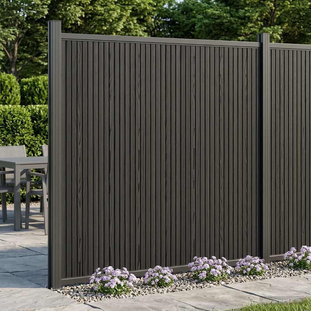 Zaunelement WPC und Aluminium Schwarz