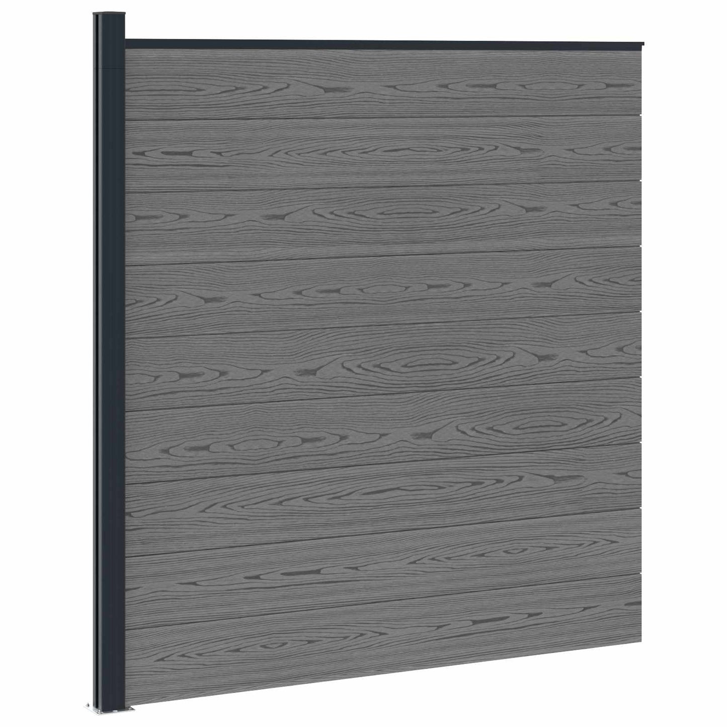 zaunset 175 x 186 cm WPC und Aluminium Grau