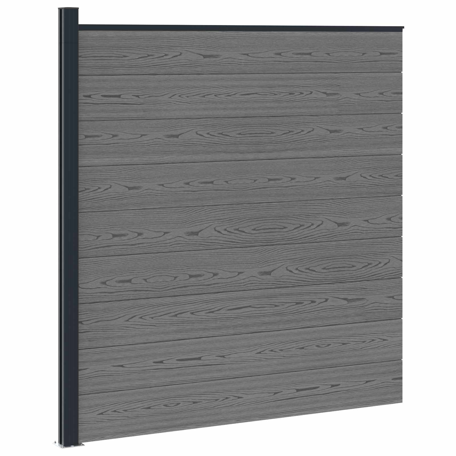 zaunset 175 x 186 cm WPC und Aluminium Grau