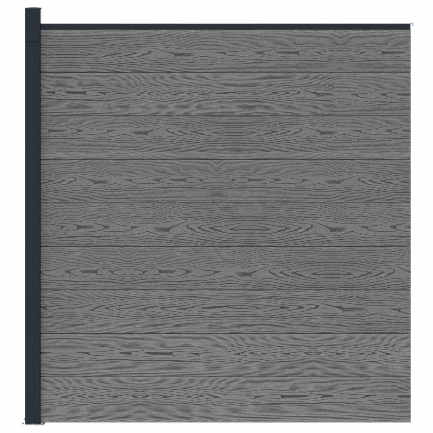 zaunset 175 x 186 cm WPC und Aluminium Grau