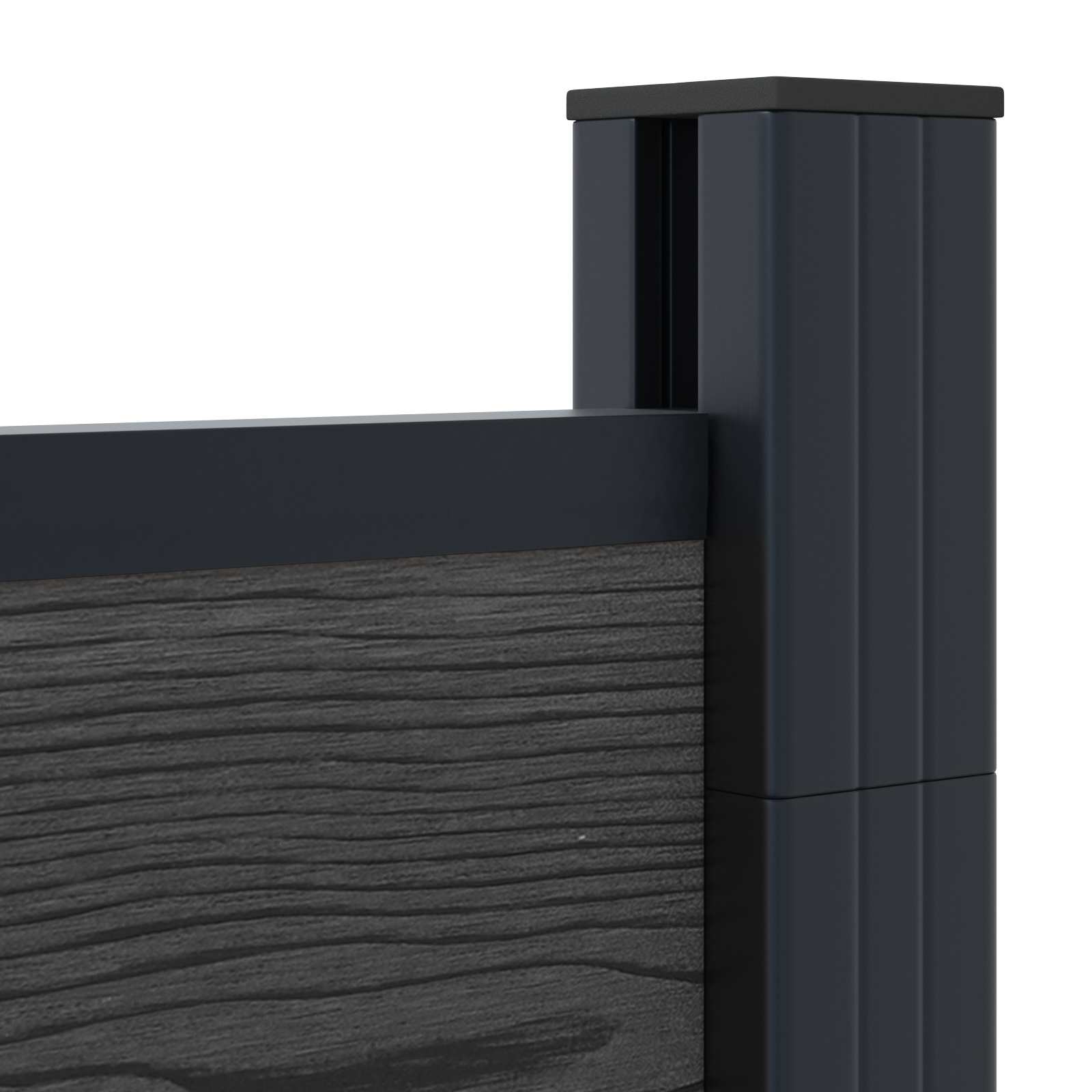zaunset 175 x 186 cm WPC und Aluminium Schwarz