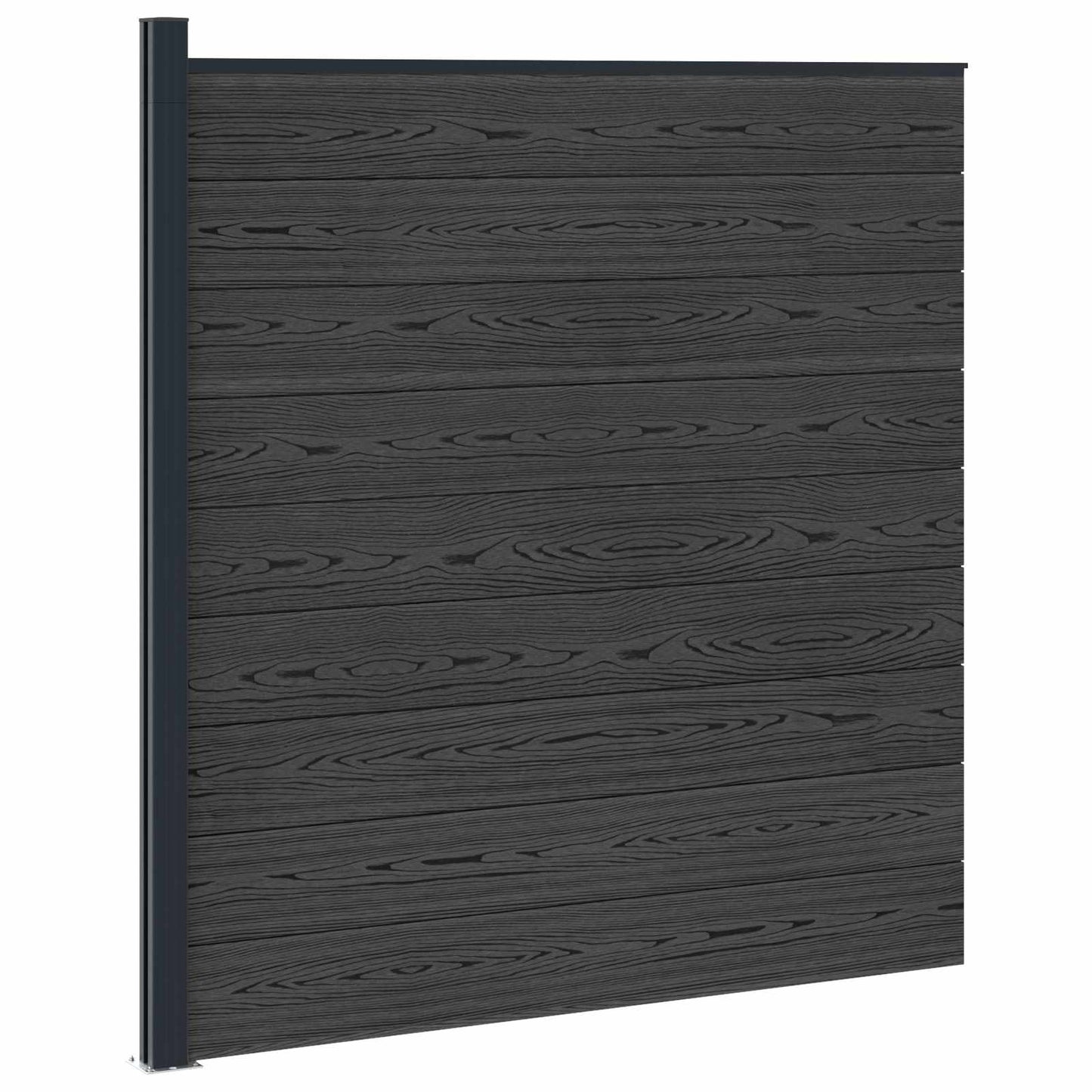 zaunset 175 x 186 cm WPC und Aluminium Schwarz