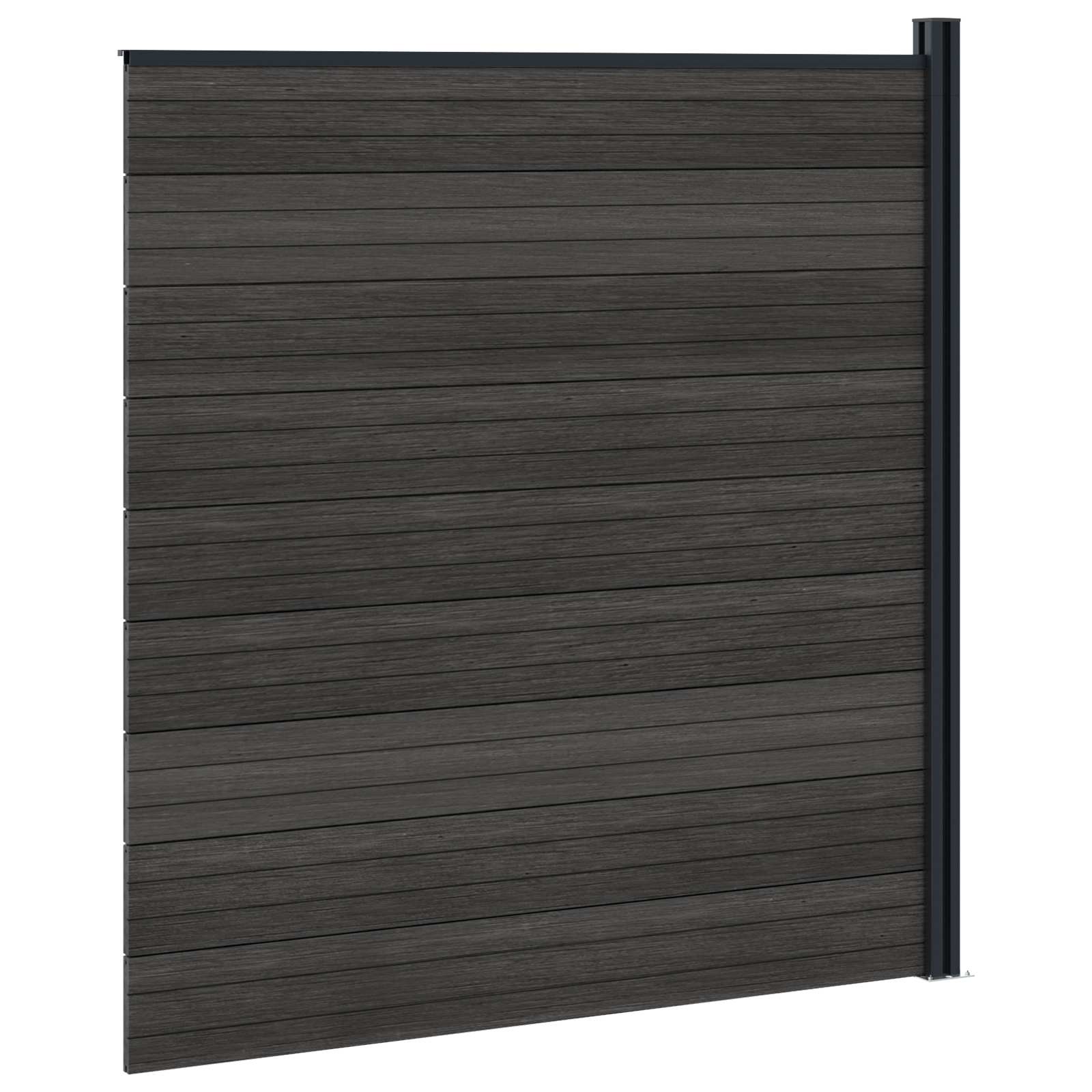 zaunset 175 x 186 cm WPC und Aluminium Schwarz