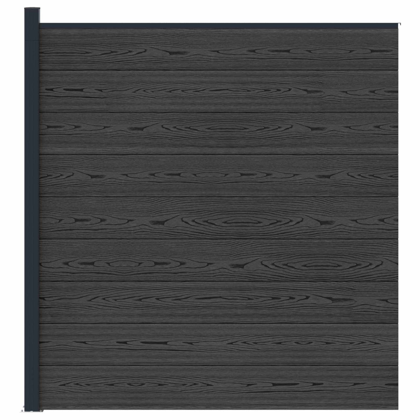 zaunset 175 x 186 cm WPC und Aluminium Schwarz