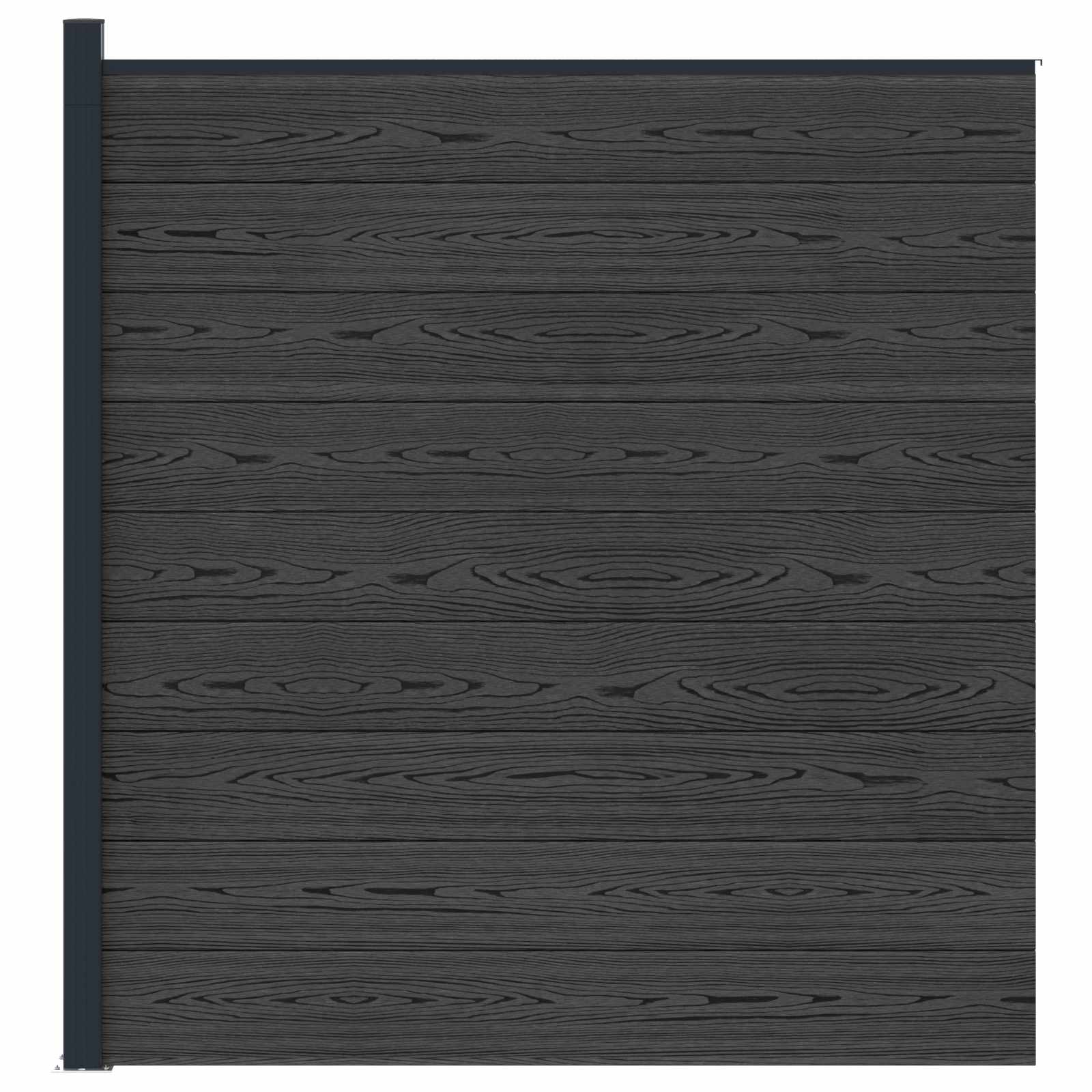 zaunset 175 x 186 cm WPC und Aluminium Schwarz