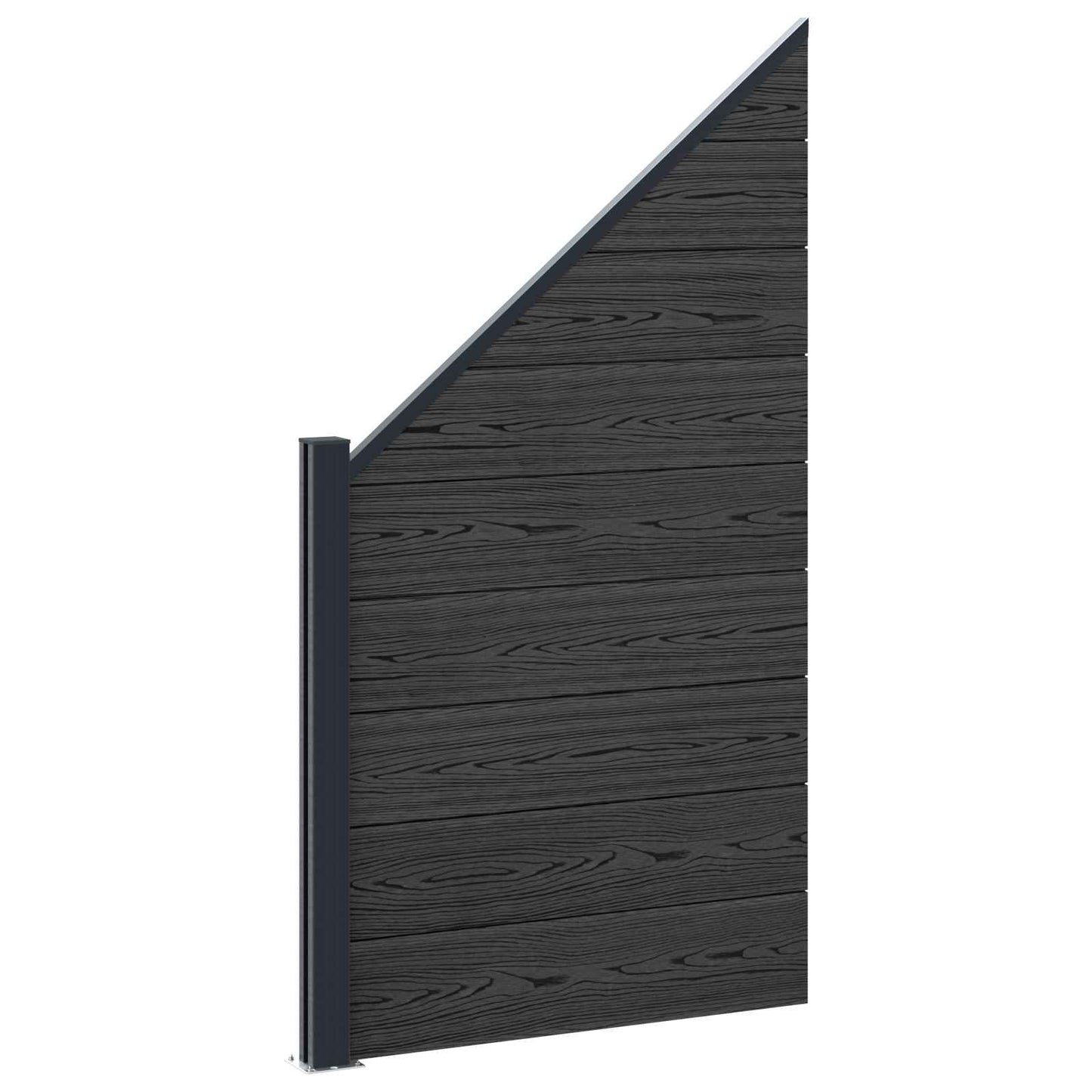 zaunset 95 x 180 cm WPC und Aluminium Schwarz