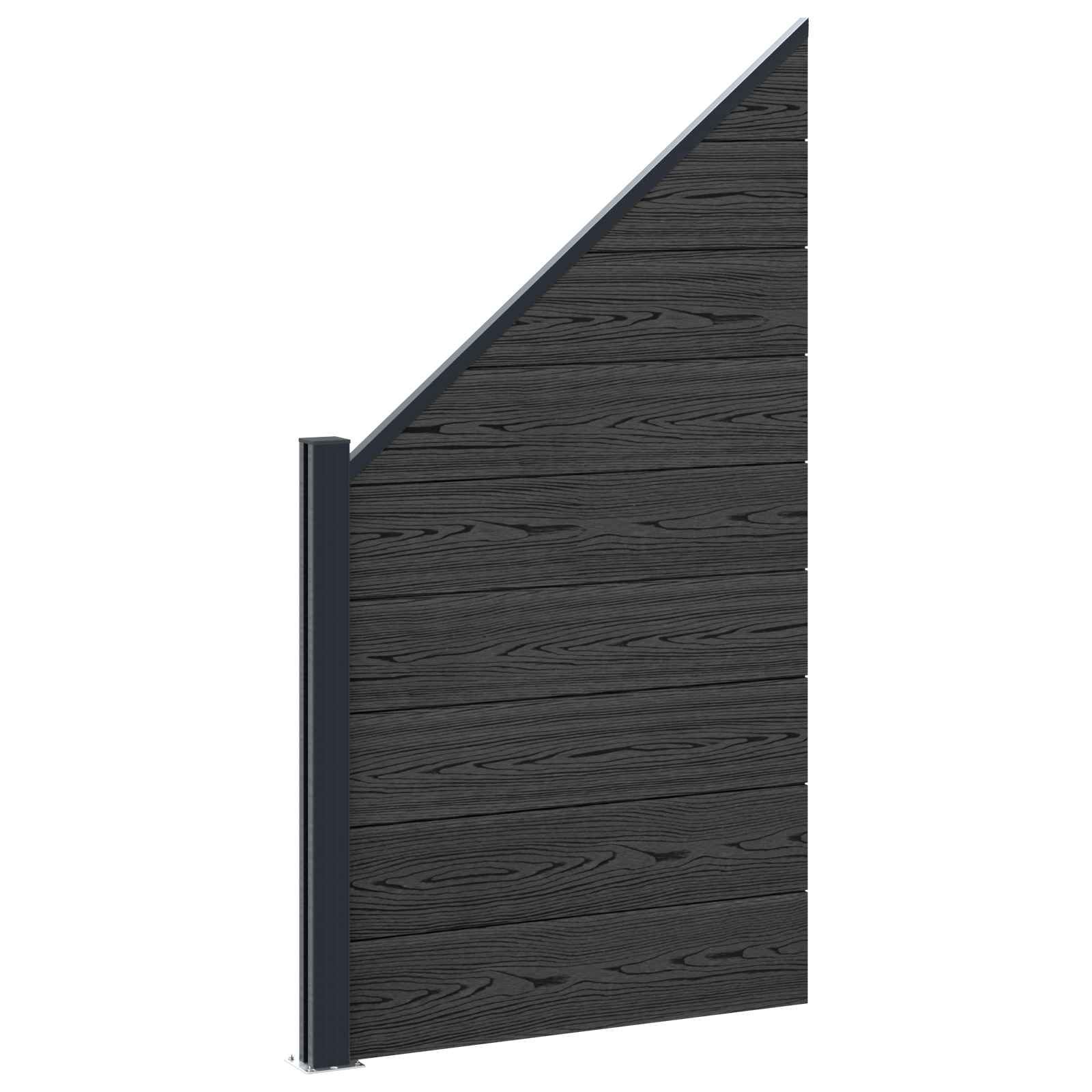 zaunset 95 x 180 cm WPC und Aluminium Schwarz