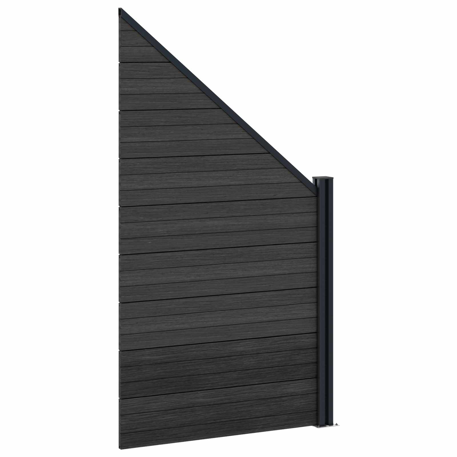 zaunset 95 x 180 cm WPC und Aluminium Schwarz