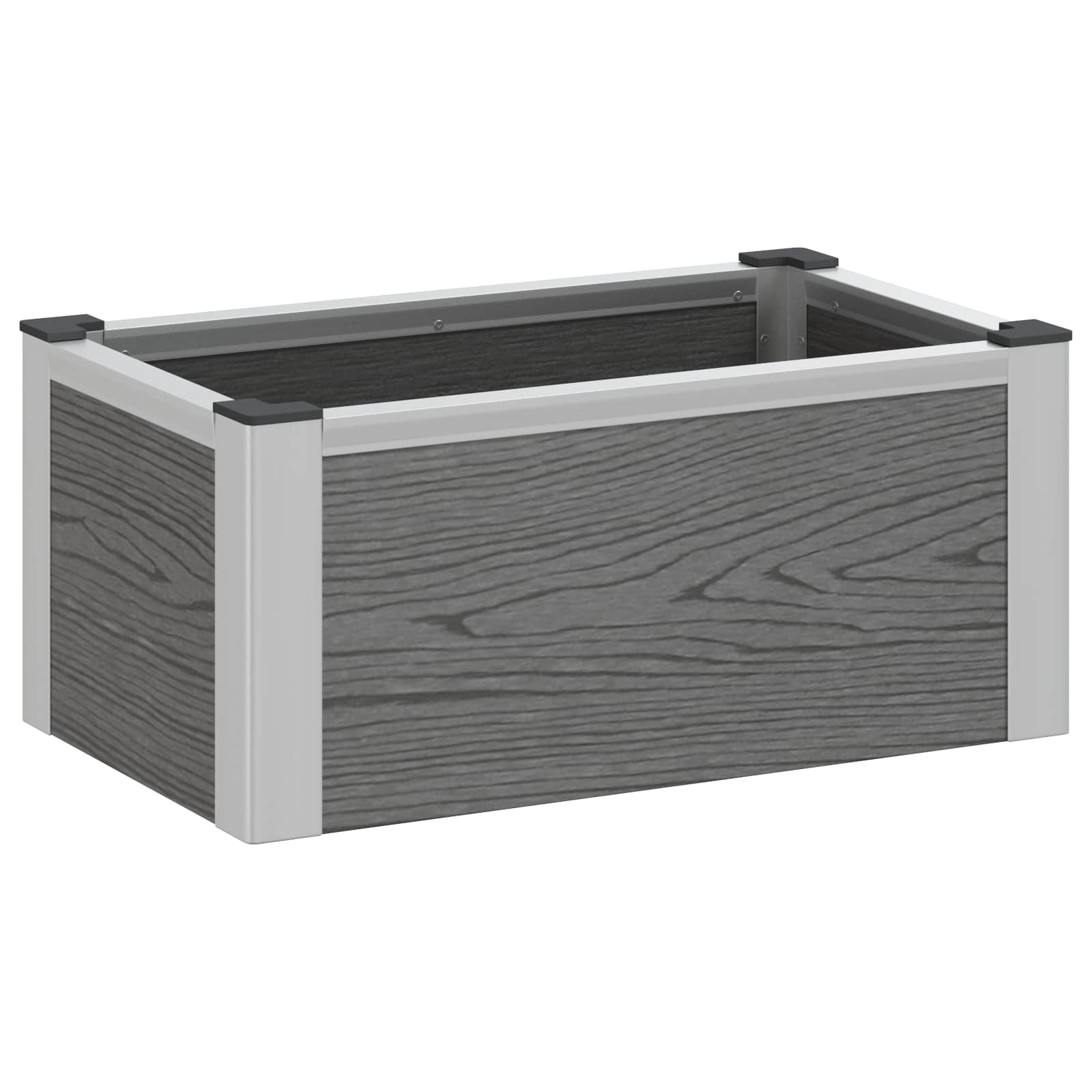 Hochbeet Grau 50 x 30 x 22 cm WPC und Aluminium