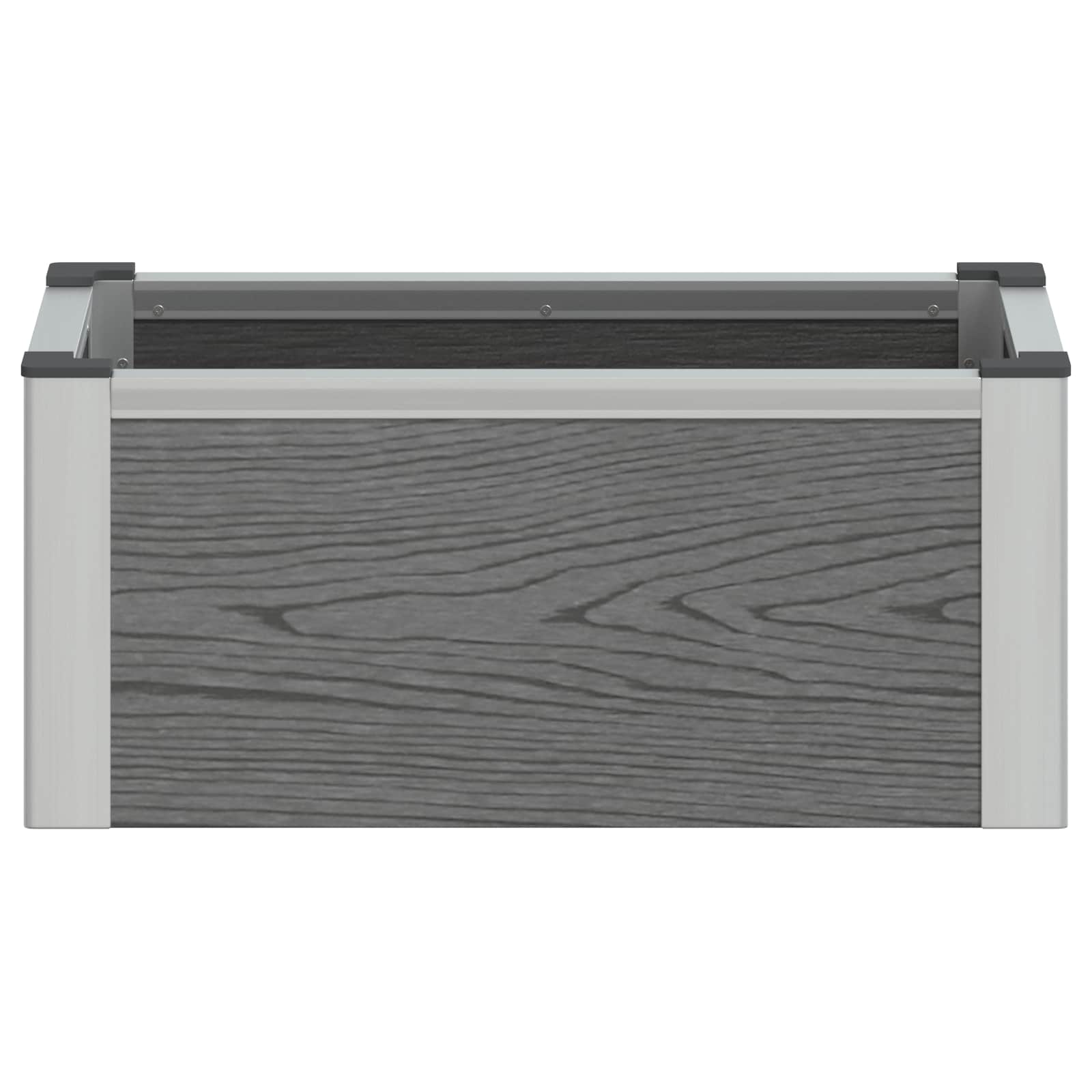 Hochbeet Grau 50 x 30 x 22 cm WPC und Aluminium