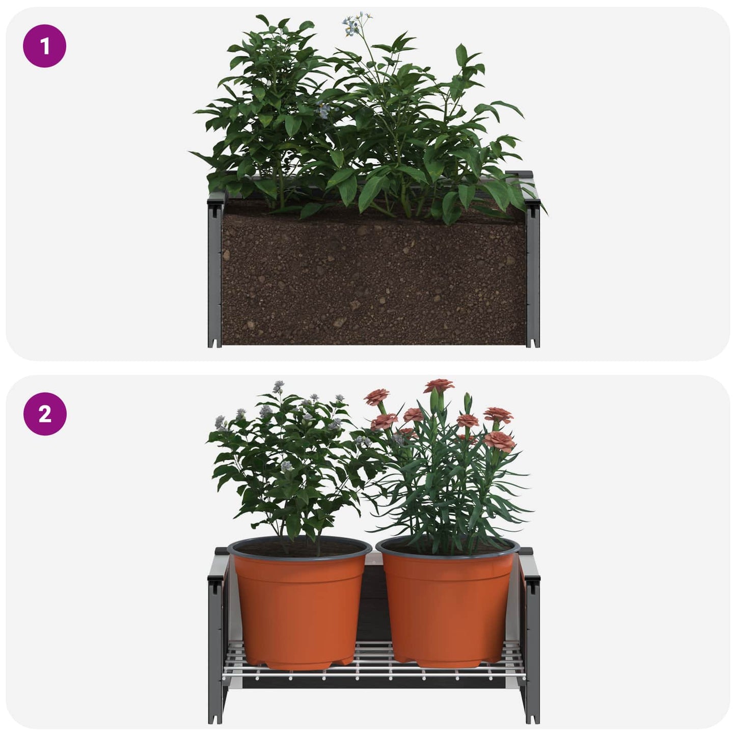 Hochbeet Grau 50 x 30 x 22 cm WPC und Aluminium