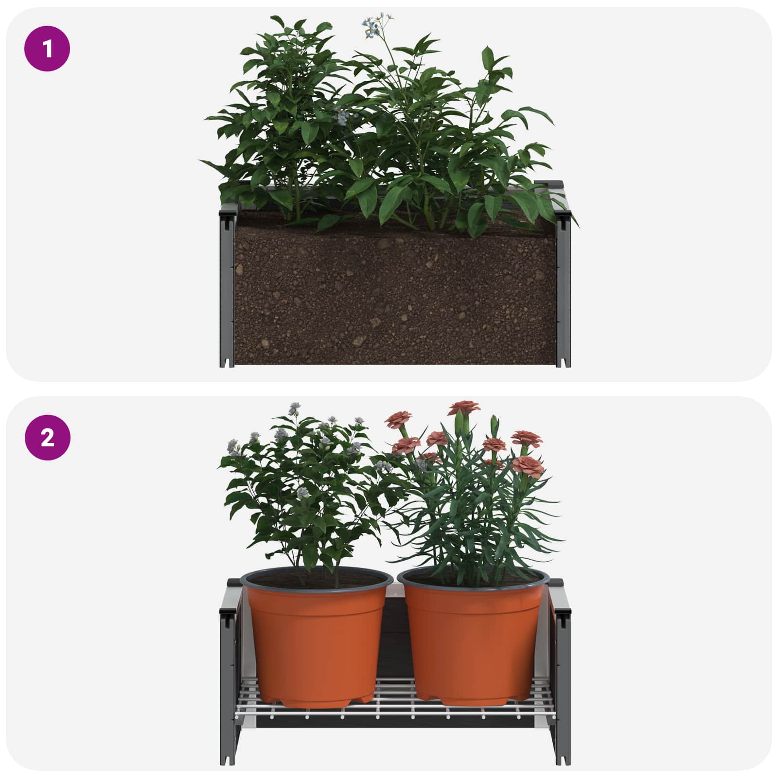 Hochbeet Grau 50 x 30 x 22 cm WPC und Aluminium