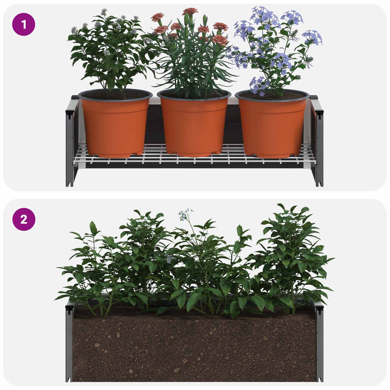 Hochbeet Grau 75 x 30 x 22 cm WPC und Aluminium