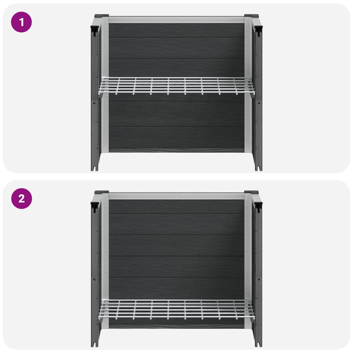 Hochbeet Grau 50 x 30 x 42 cm WPC und Aluminium