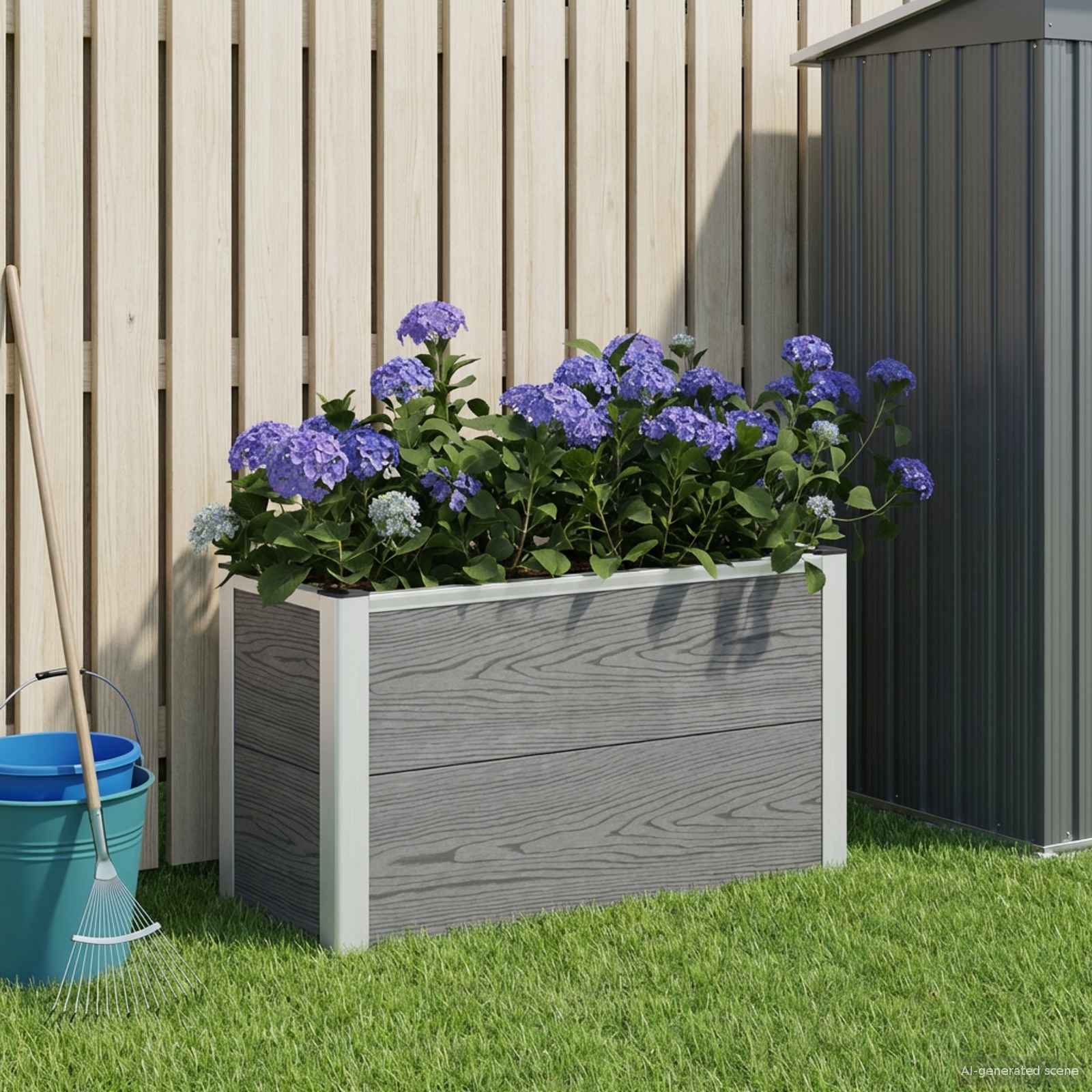 Hochbeet Grau 75 x 30 x 42 cm WPC und Aluminium