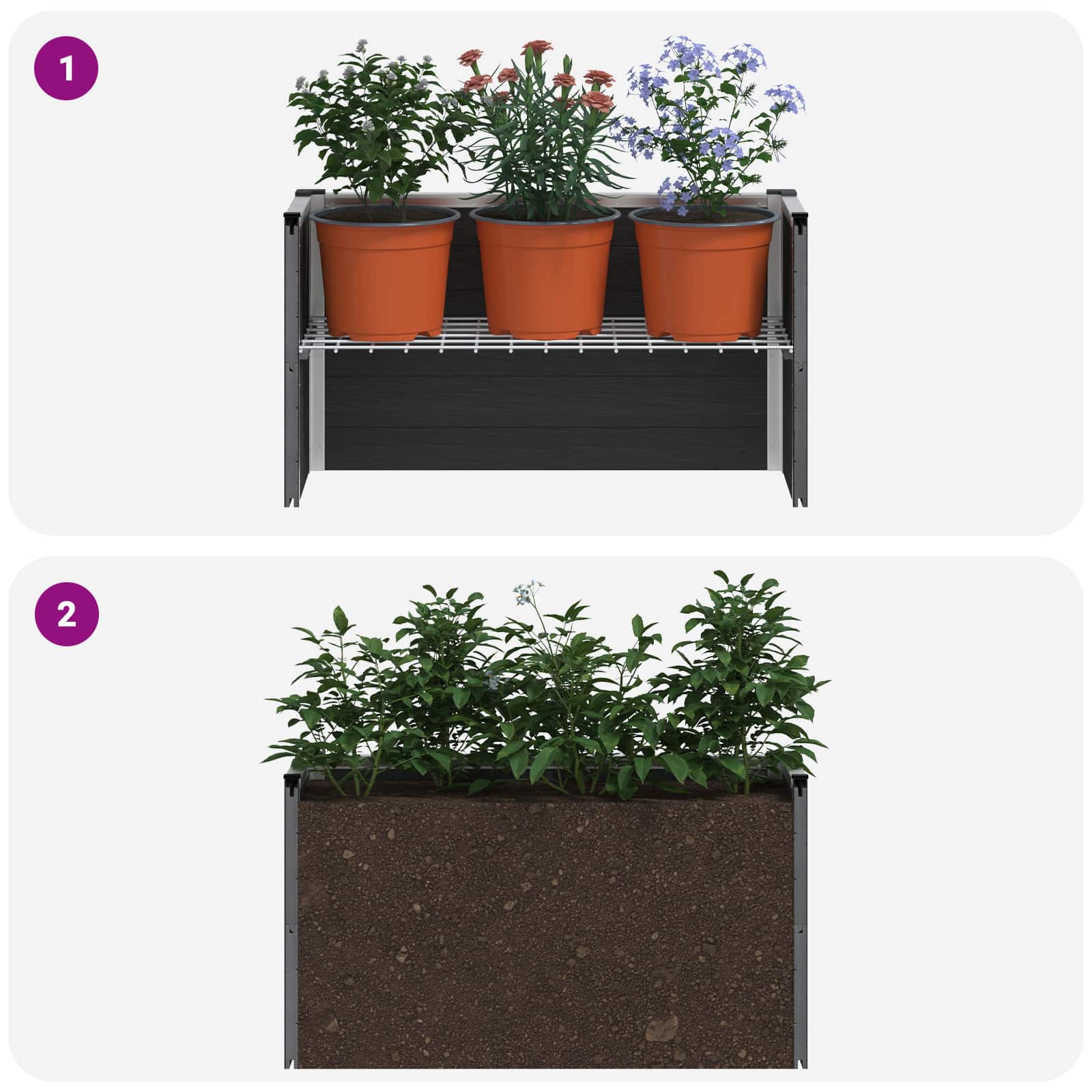 Hochbeet Grau 75 x 30 x 42 cm WPC und Aluminium