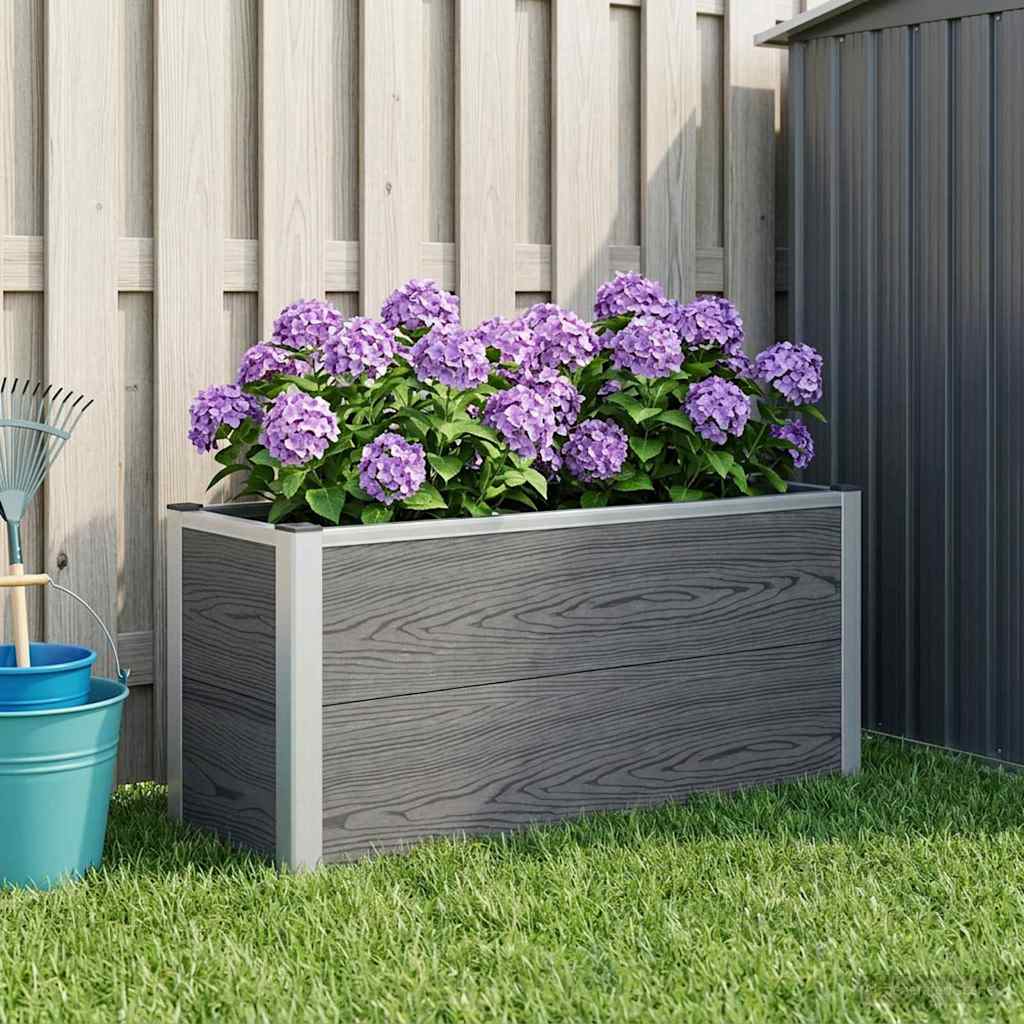 Hochbeet Grau 100 x 30 x 42 cm WPC und Aluminium