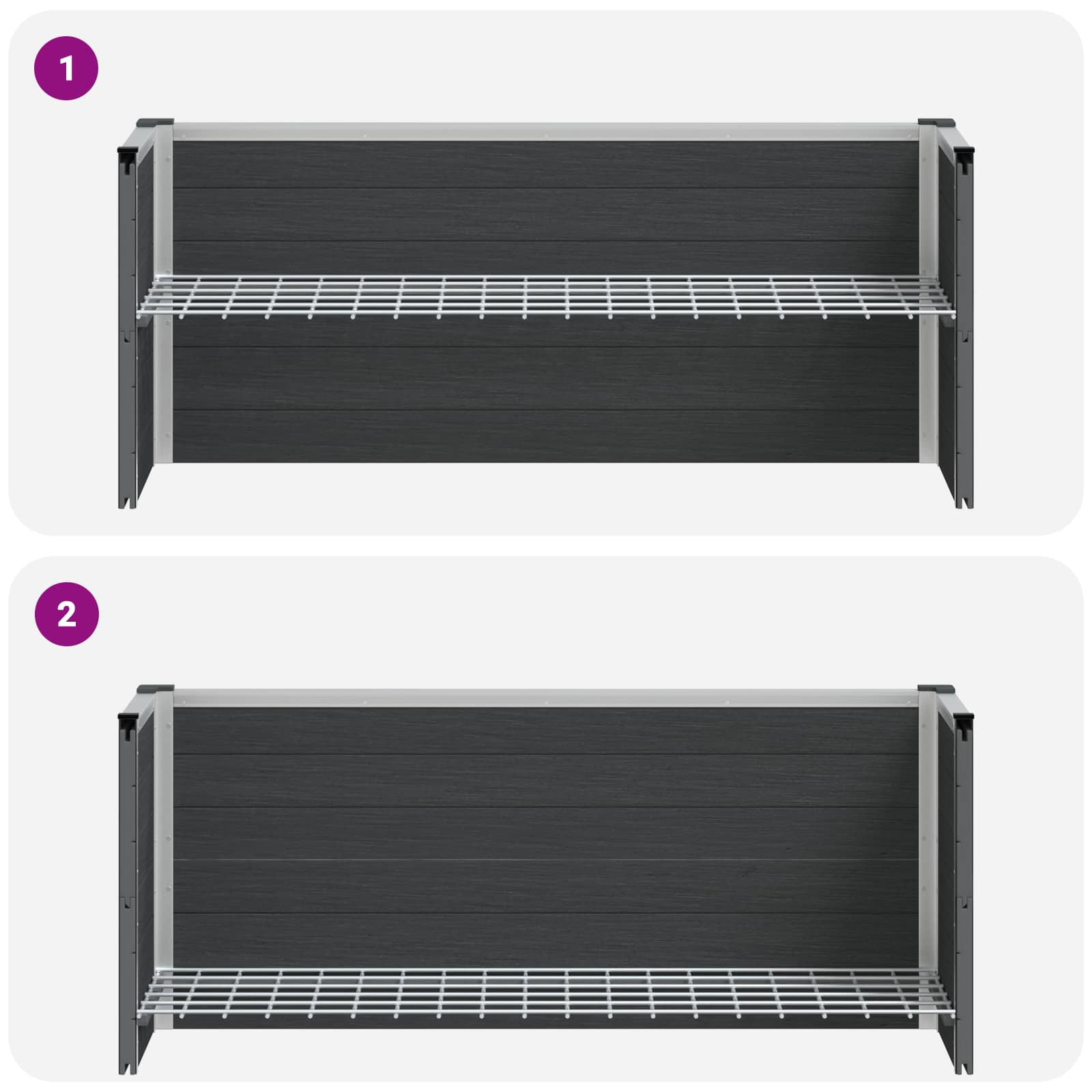 Hochbeet Grau 100 x 30 x 42 cm WPC und Aluminium