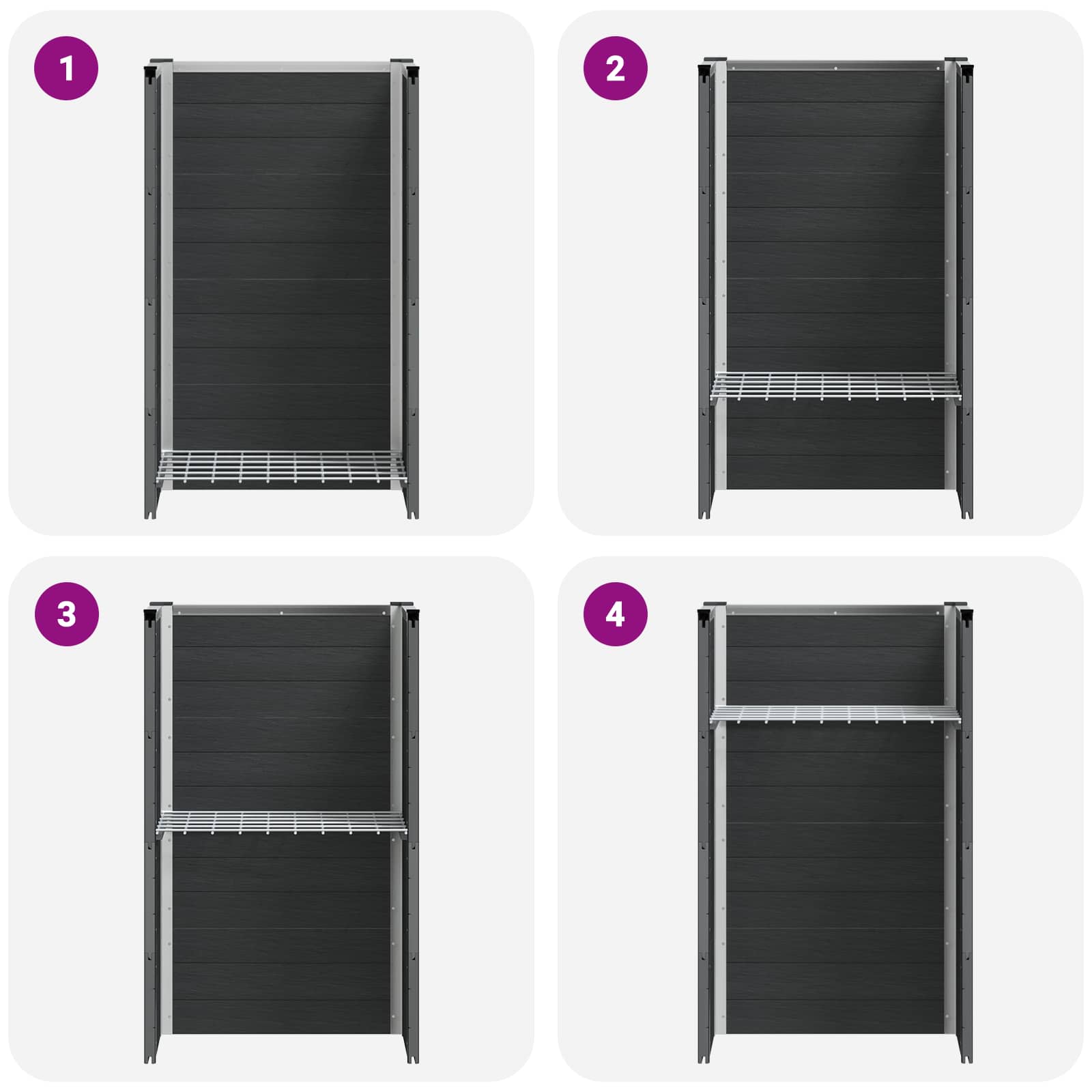 Hochbeet Grau 50 x 30 x 82 cm WPC und Aluminium