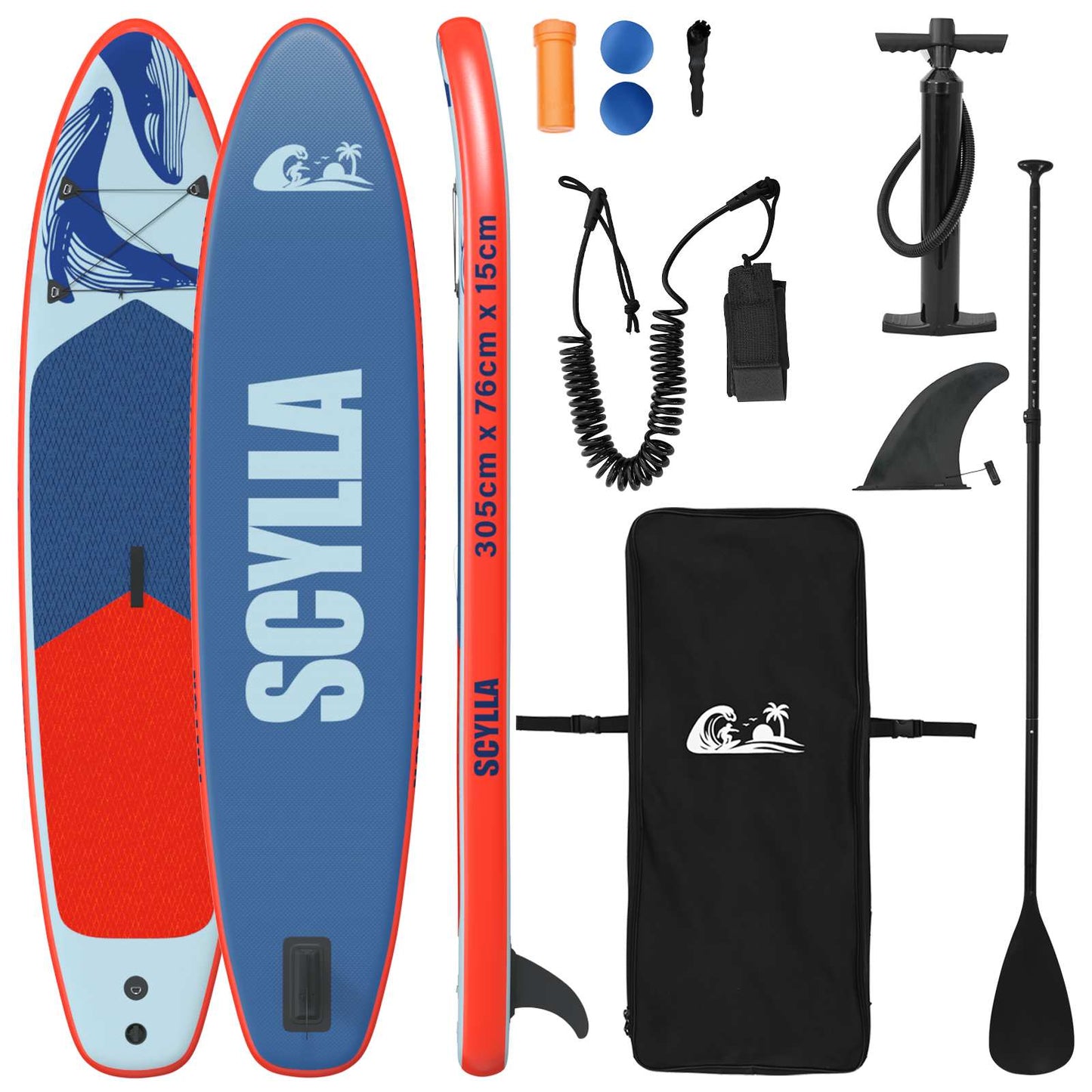 Aufblasbares Stand Up Paddle Board SCYLLA 305 x 76 x 15 cm Blau