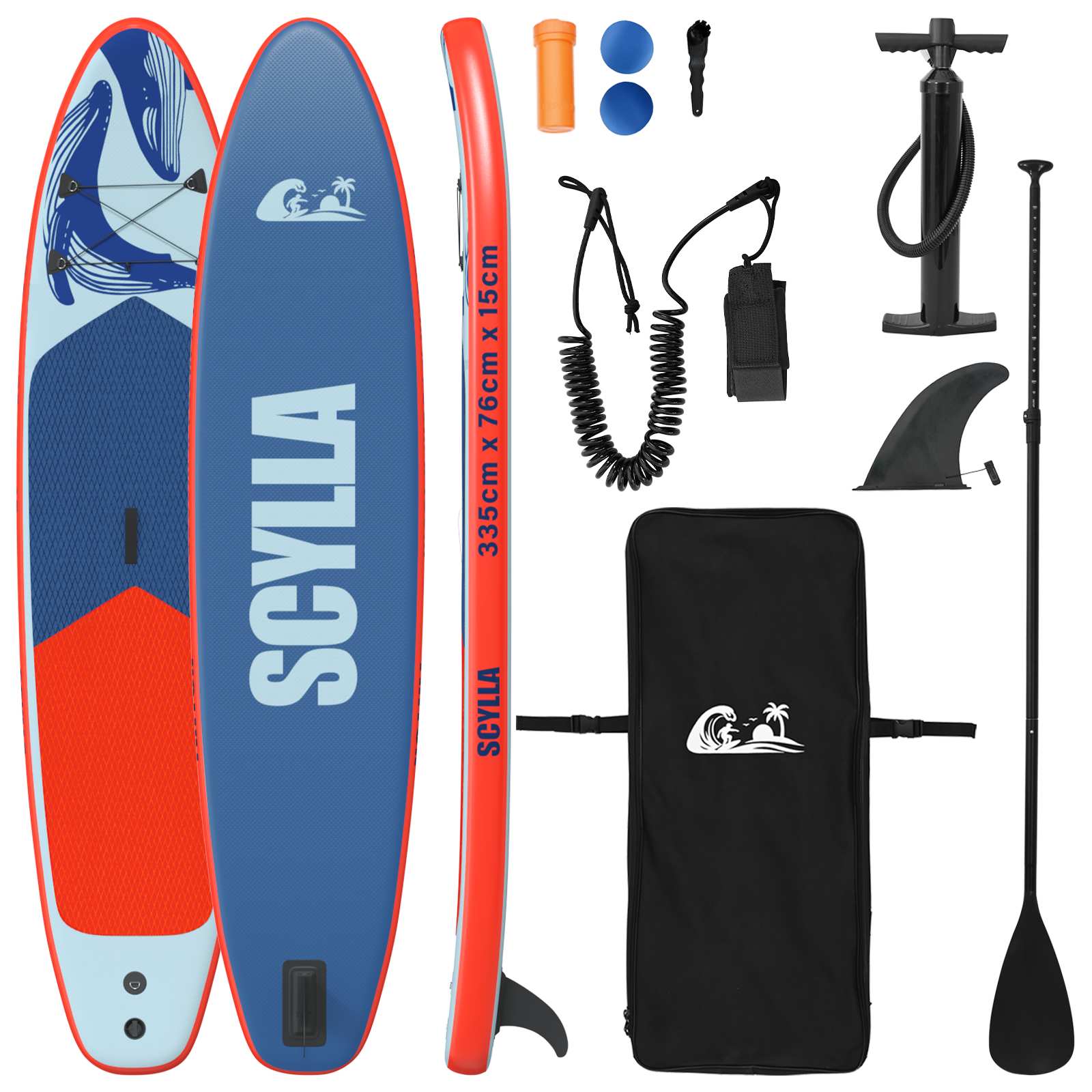 Aufblasbares Stand Up Paddle Board SCYLLA 335 x 76 x 15 cm Blau