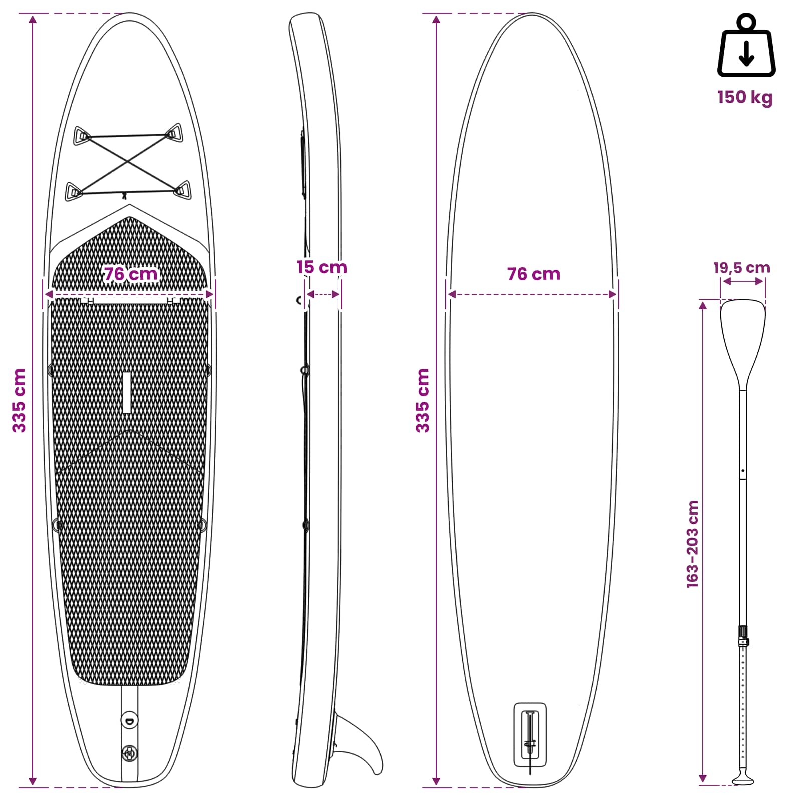 Aufblasbares Stand-Up-Paddle-Board TRITON 335 x 76 x 15 cm Blau