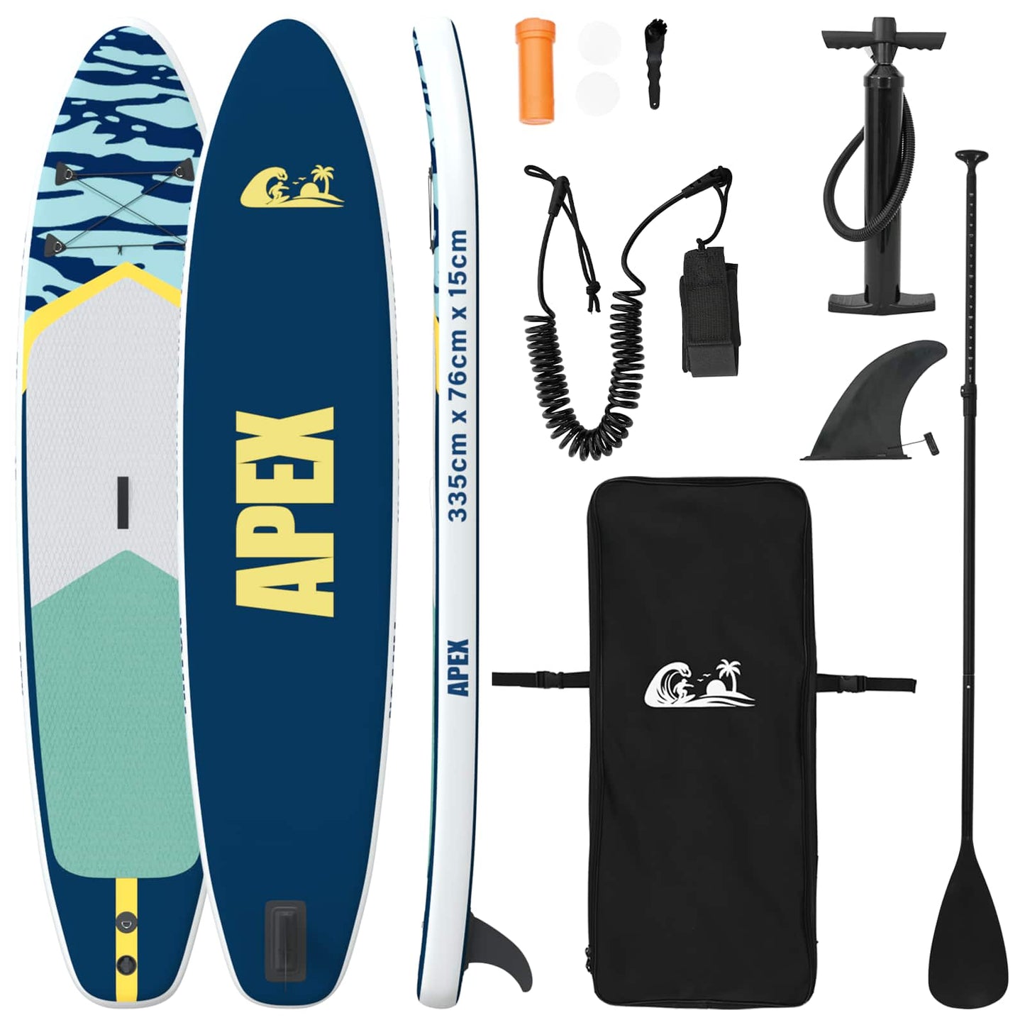 Aufblasbares Stand Up Paddle Board APEX 335 x 76 x 15 cm Blau
