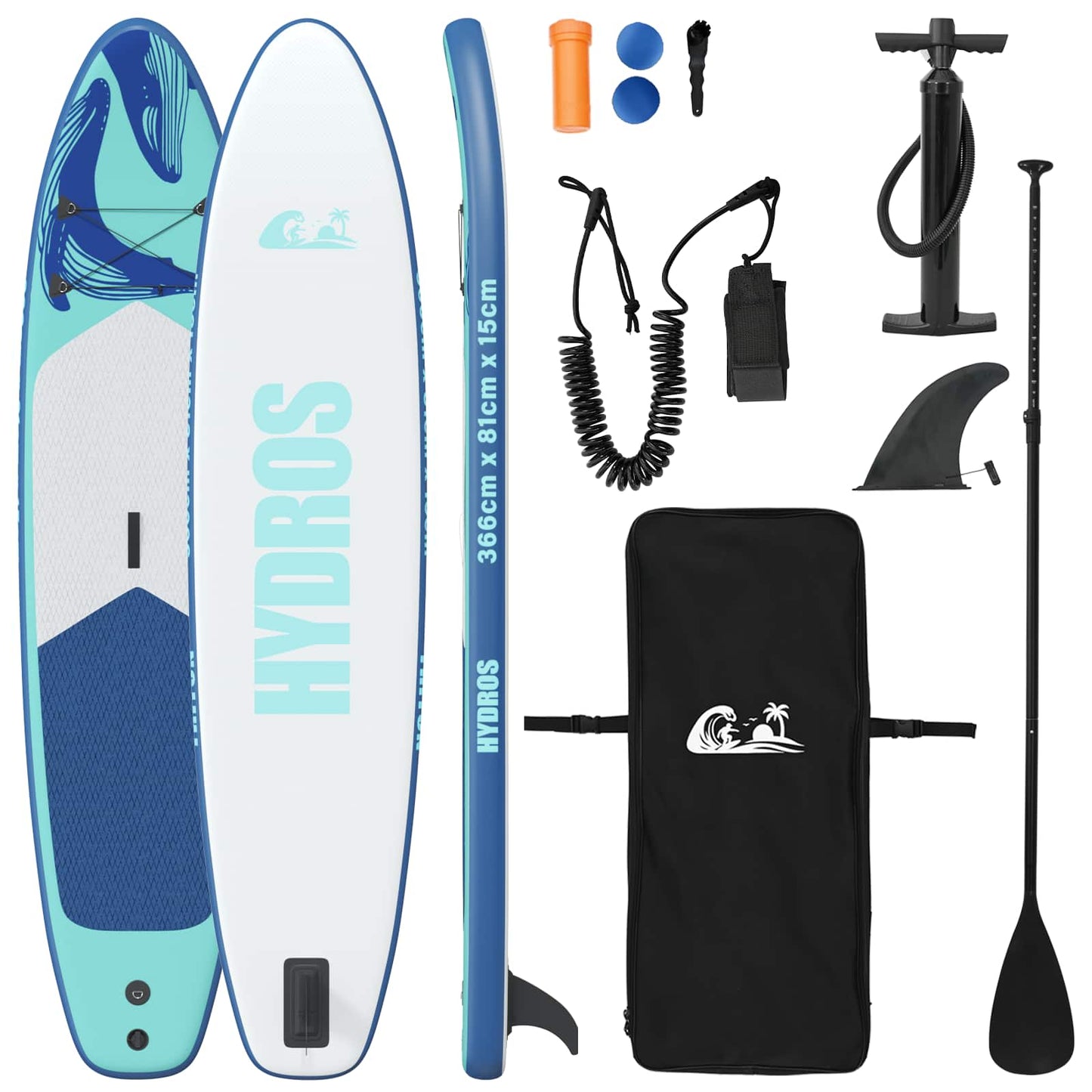 Aufblasbares Stand Up Paddle Board HYDROS 366 x 81 x 15 cm für