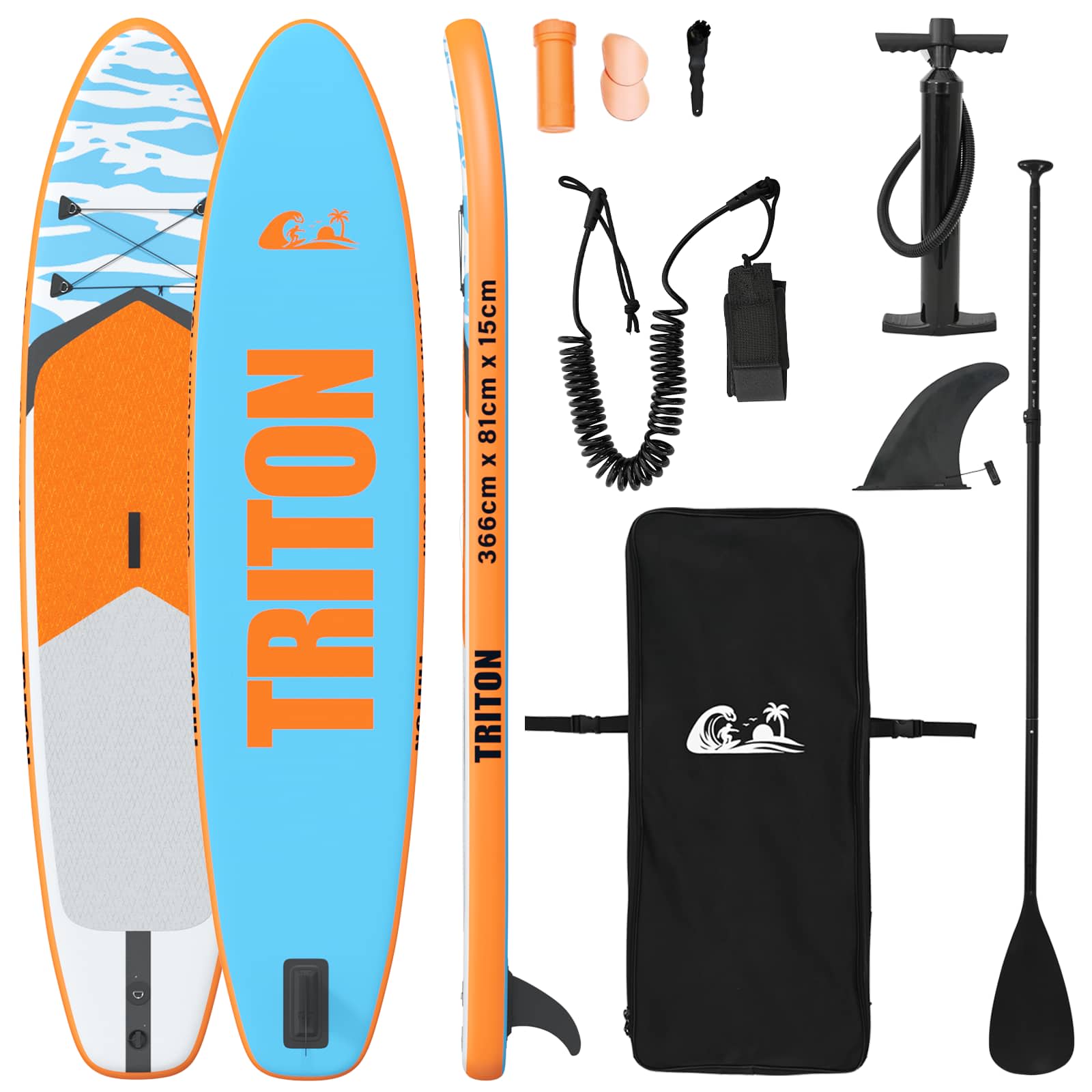 Aufblasbares Stand-Up-Paddle-Board TRITON 366 x 81 x 15 cm Blau