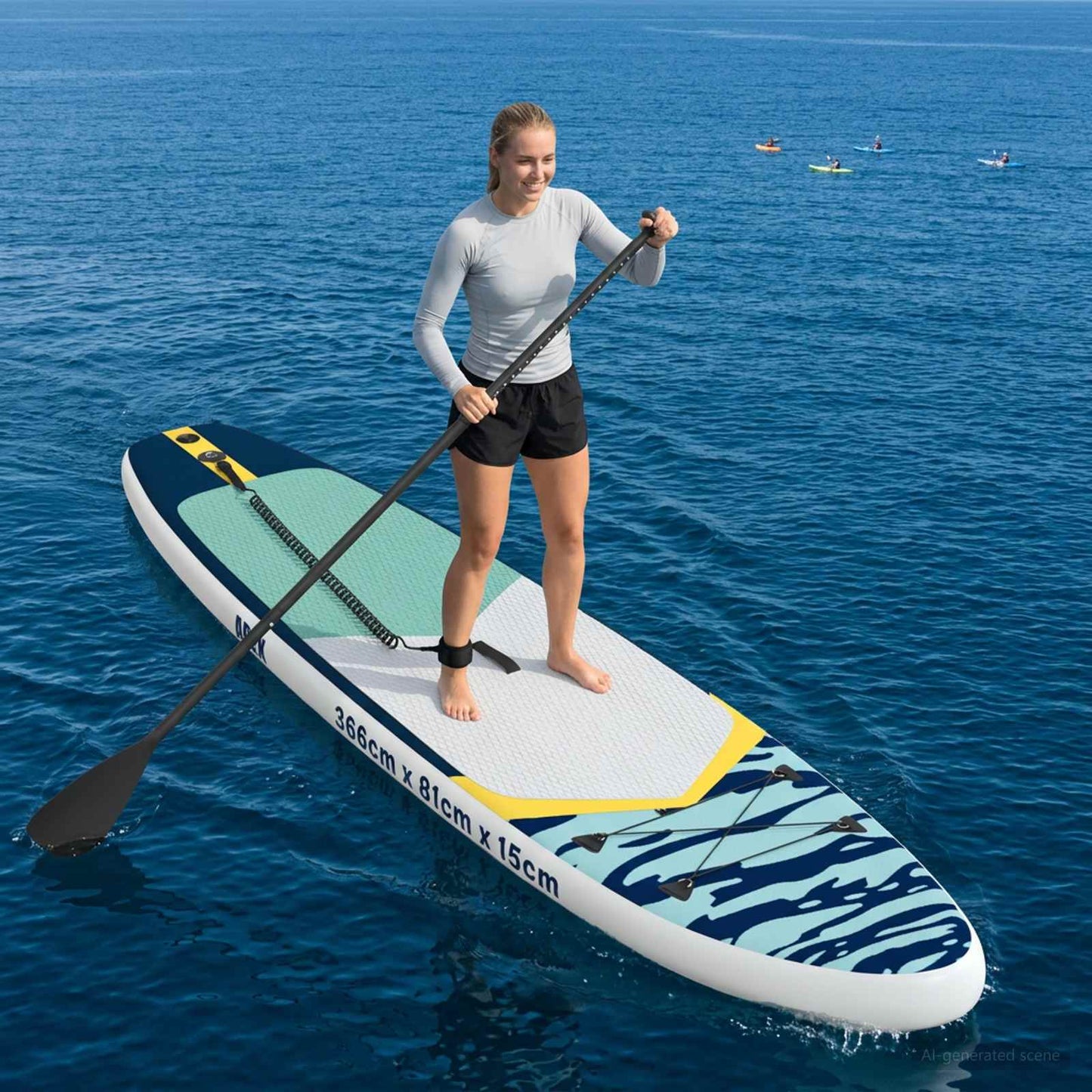 Aufblasbares Stand Up Paddle Board APEX 366 x 81 x 15 cm Blau