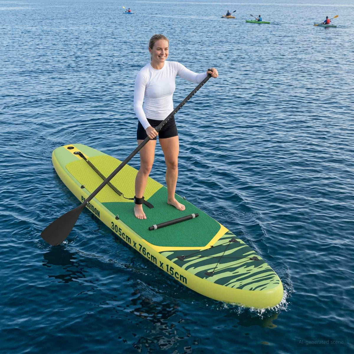 SUP Board mit Sitz 2-in-1 POSEIDON 305 x 76 x 15 cm Grün