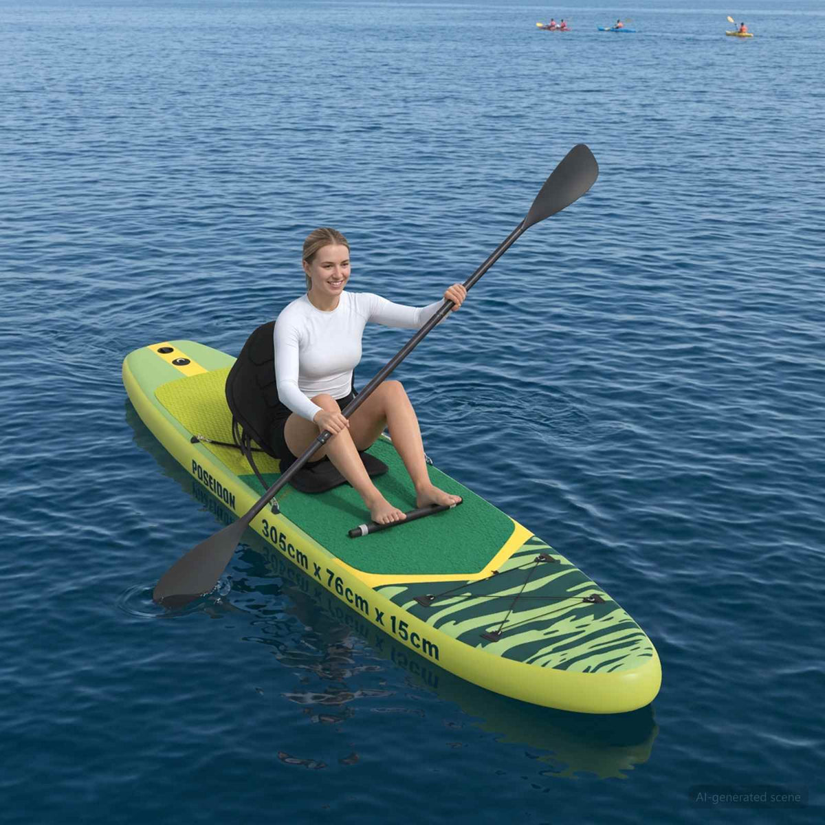 SUP Board mit Sitz 2-in-1 POSEIDON 305 x 76 x 15 cm Grün