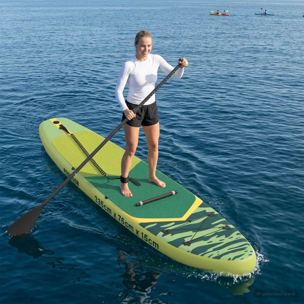 SUP Board mit Sitz 2-in-1 POSEIDON 335 x 76 x 15 cm Grün