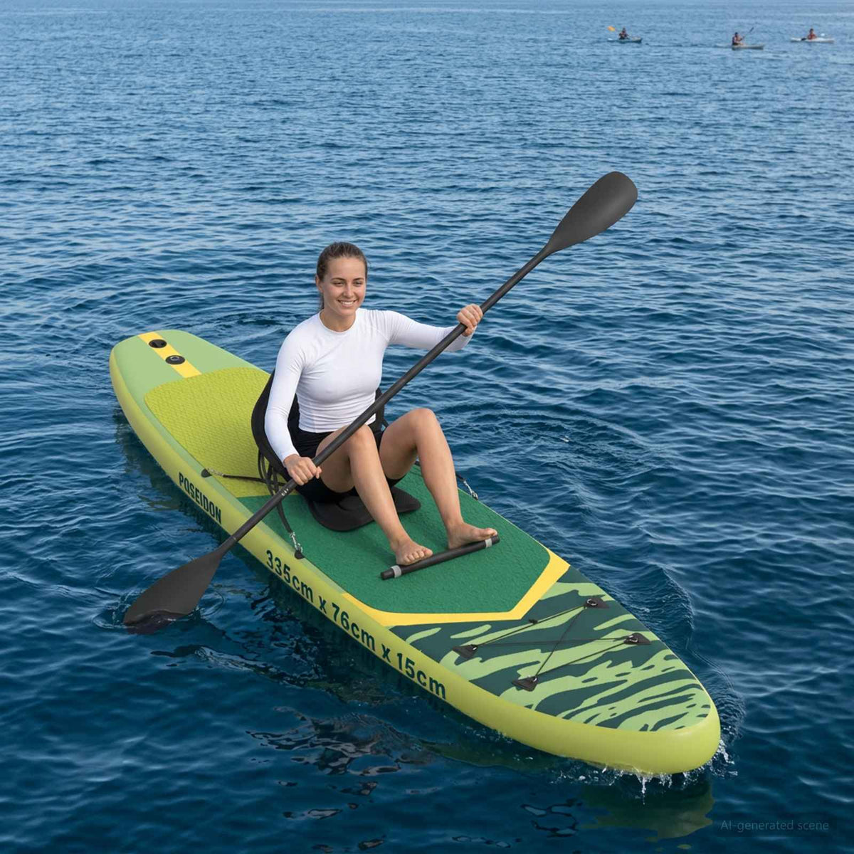 SUP Board mit Sitz 2-in-1 POSEIDON 335 x 76 x 15 cm Grün