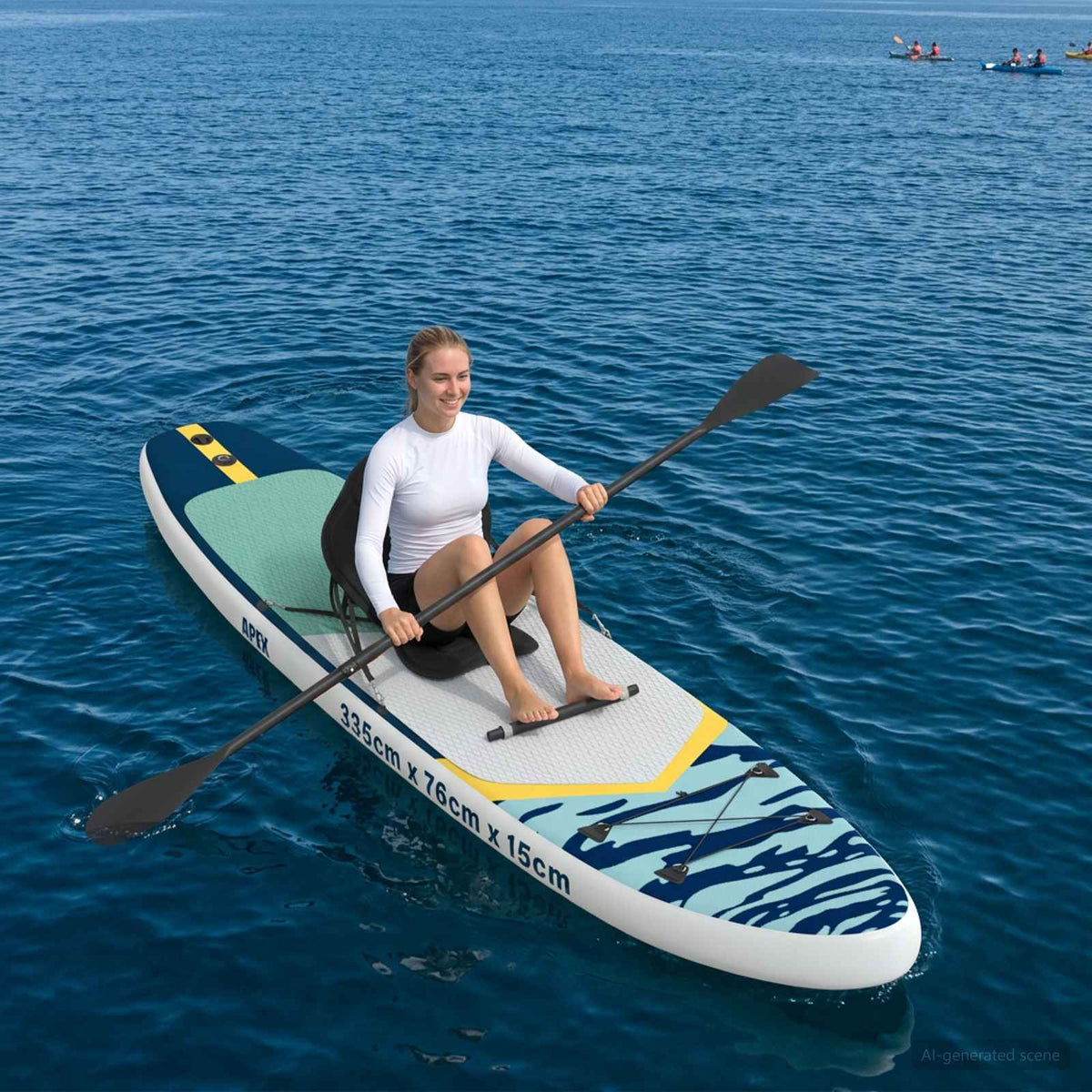 SUP Board mit Sitz 2-in-1 APEX 335 x 76 x 15 cm Dunkelblau