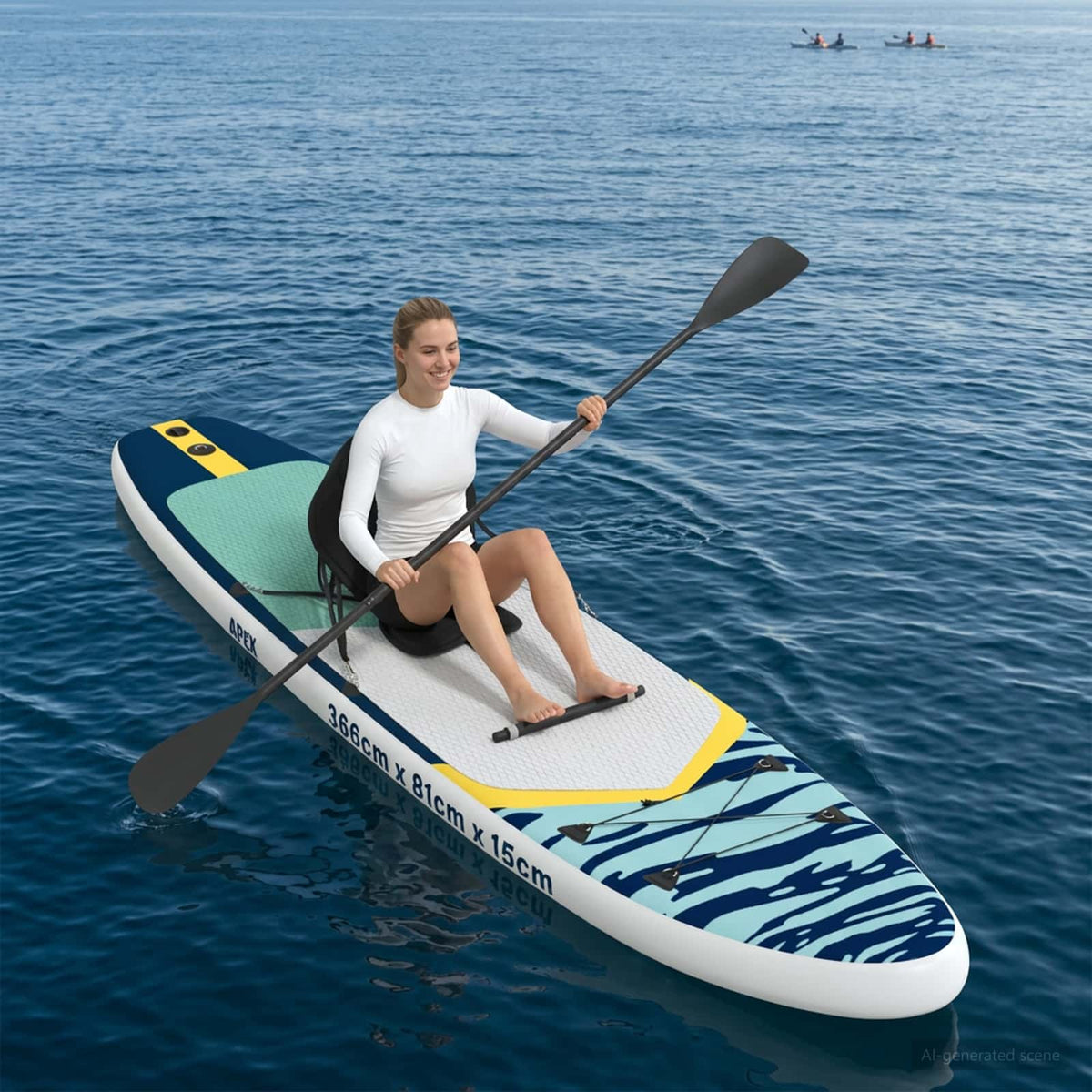 SUP Board mit Sitz 2-in-1 APEX 366 x 81 x 15 cm Dunkelblau